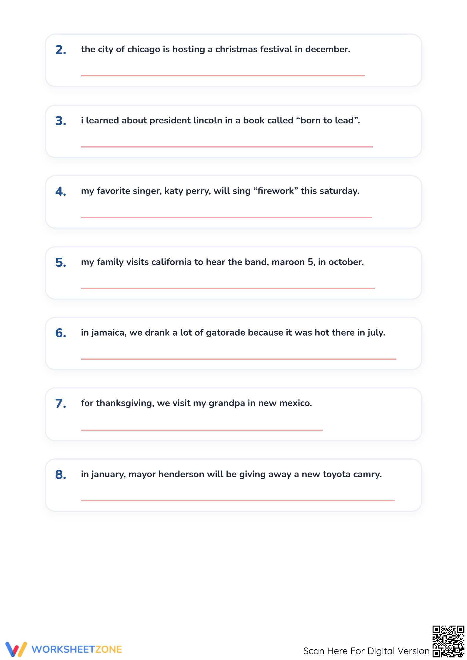 Grade 1 Capitalization Practice — Printable Worksheet - Page 3