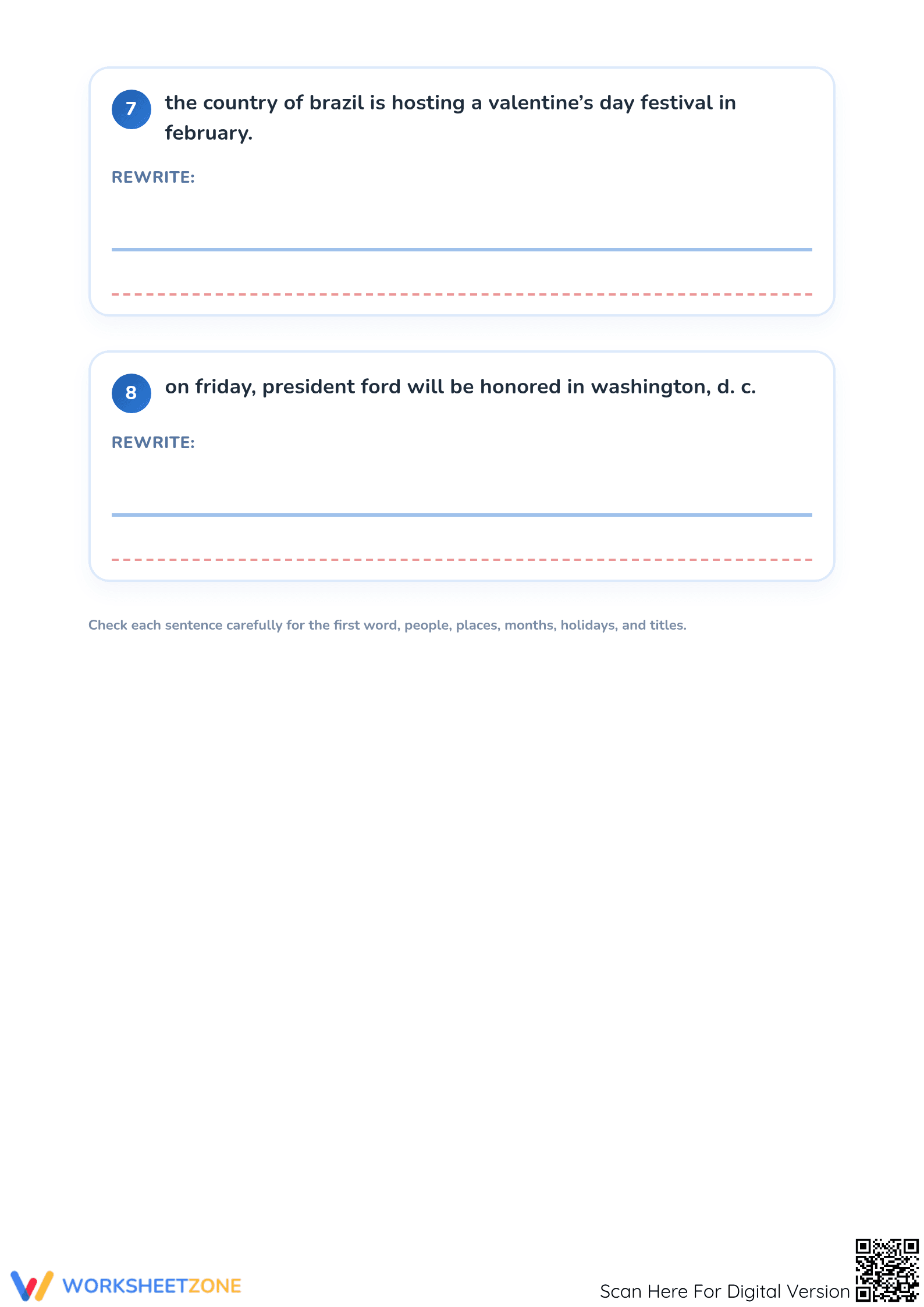 Capitalization Practice Worksheet | Essential Grade 1 ELA - Page 3