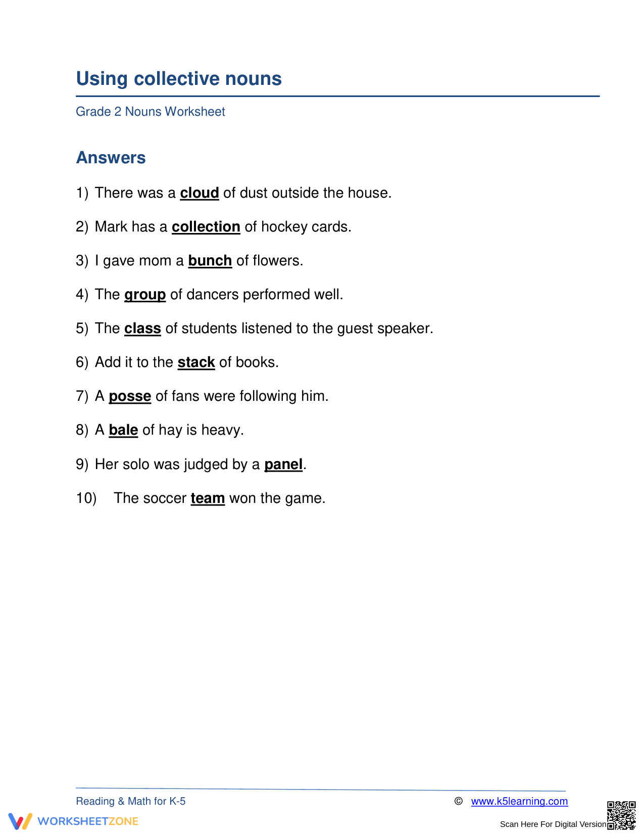 Printable Collective Nouns Worksheet | Grade 2 ELA - Page 2