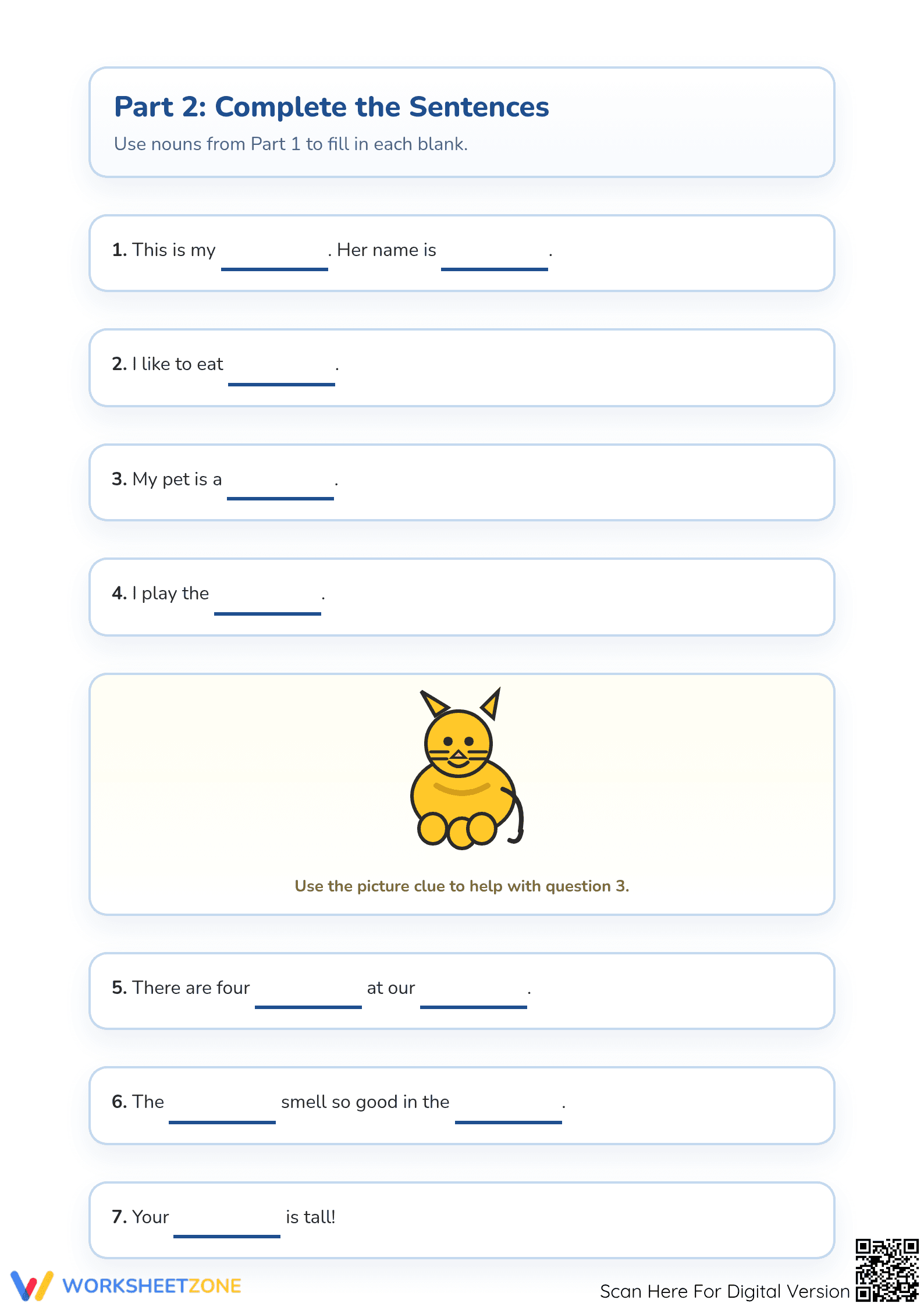 Grade 1 Nouns — Printable No-Prep Worksheet - Page 2