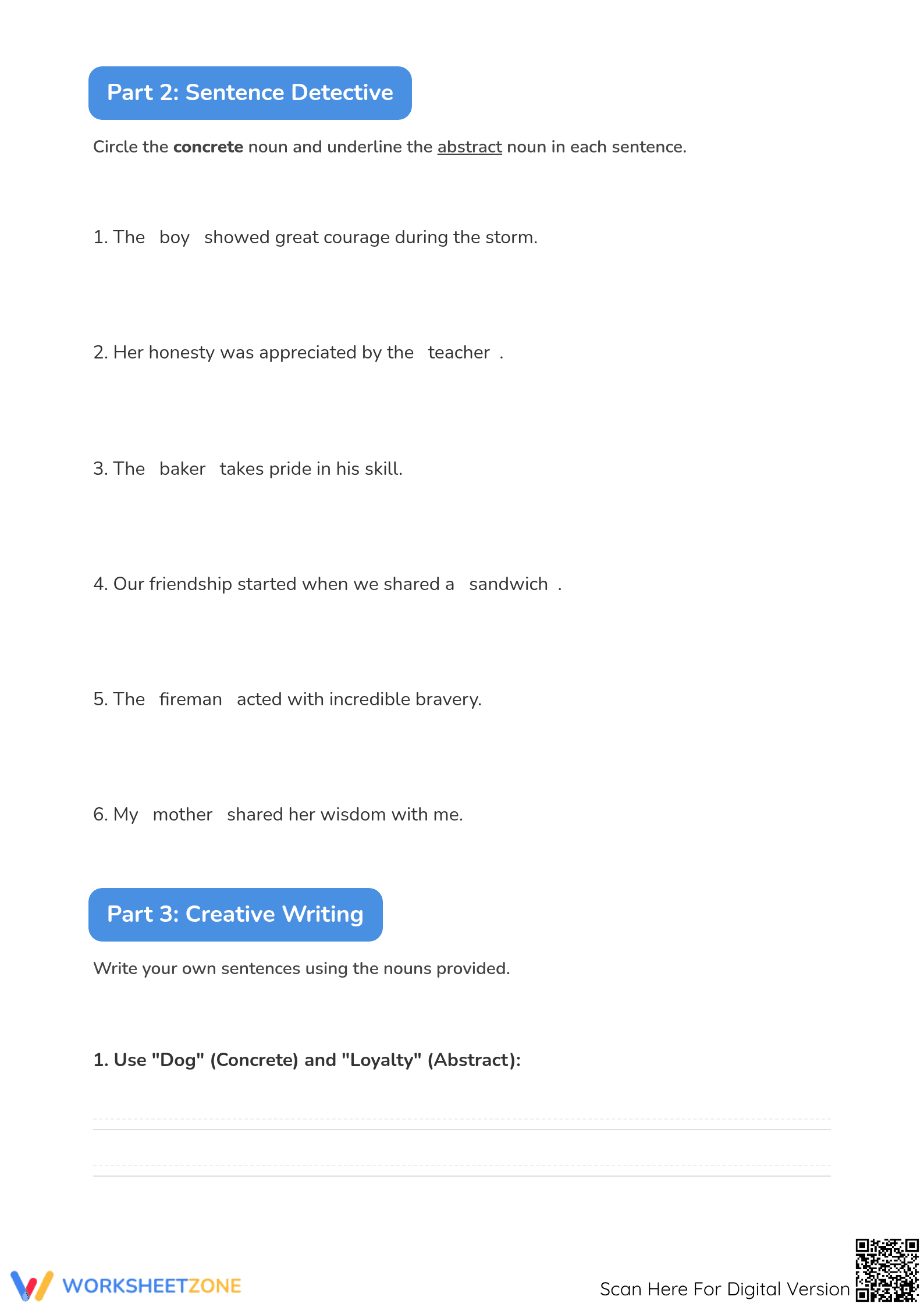 Concrete and Abstract Nouns Worksheet | Grade 3 Essential - Page 2
