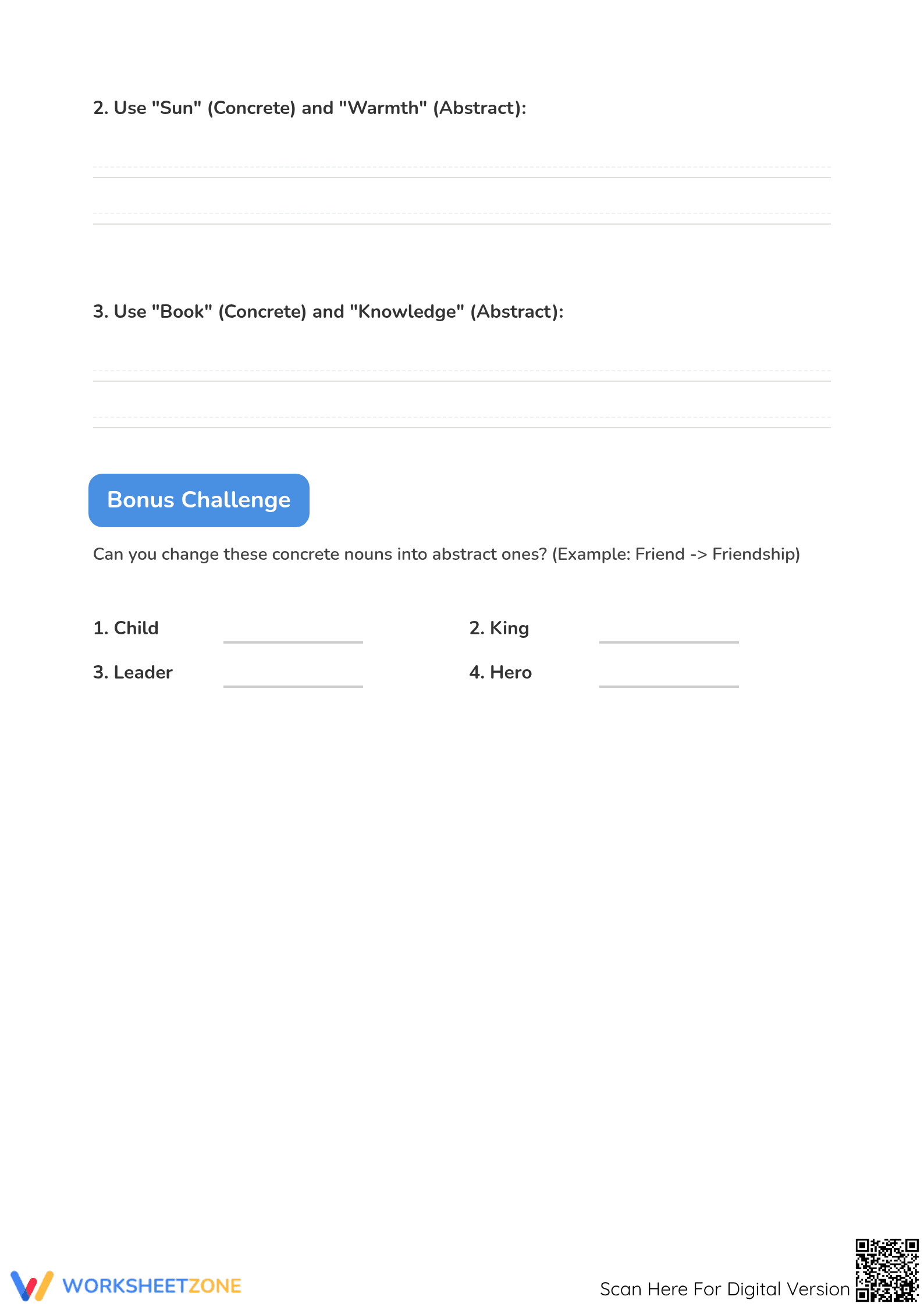 Concrete and Abstract Nouns Worksheet | Grade 3 Essential - Page 3