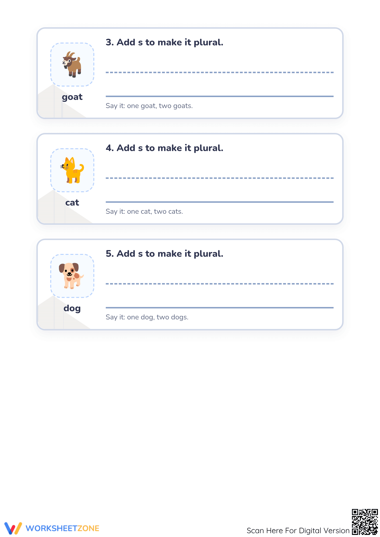 Kindergarten Plural Nouns — Printable No-Prep Worksheet - Page 2