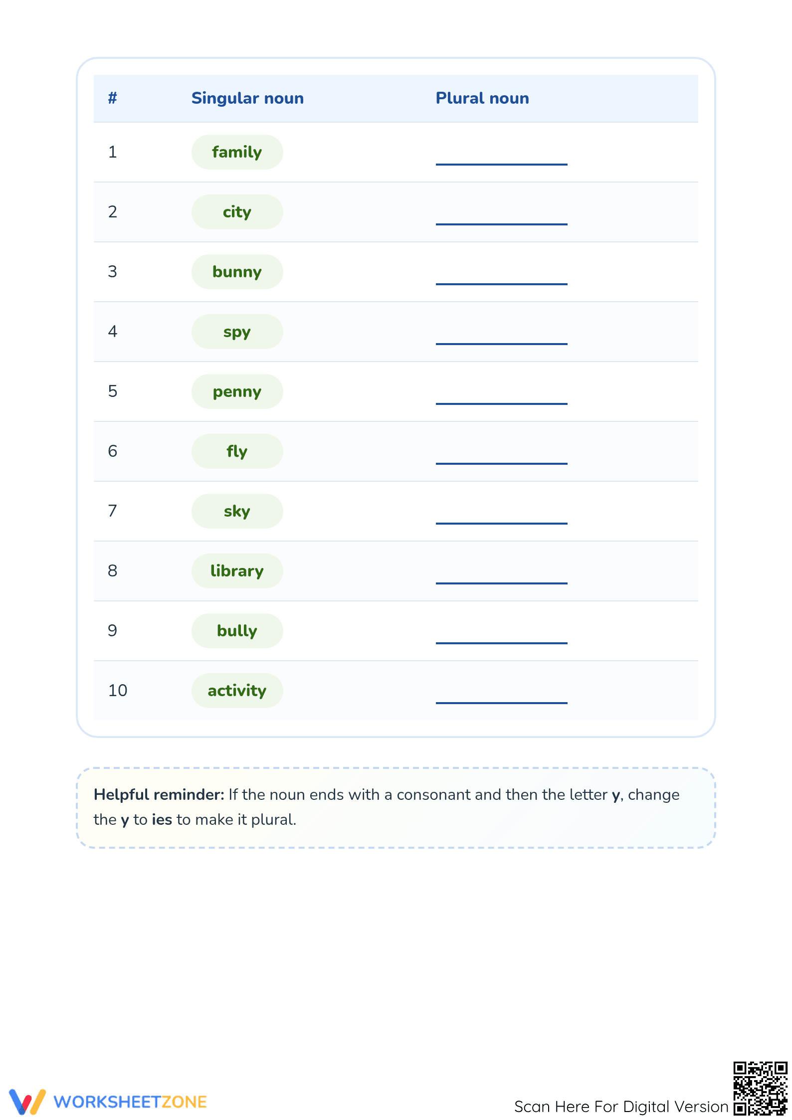 Essential Grade 1 Plural Nouns: Words Ending in y - Page 3