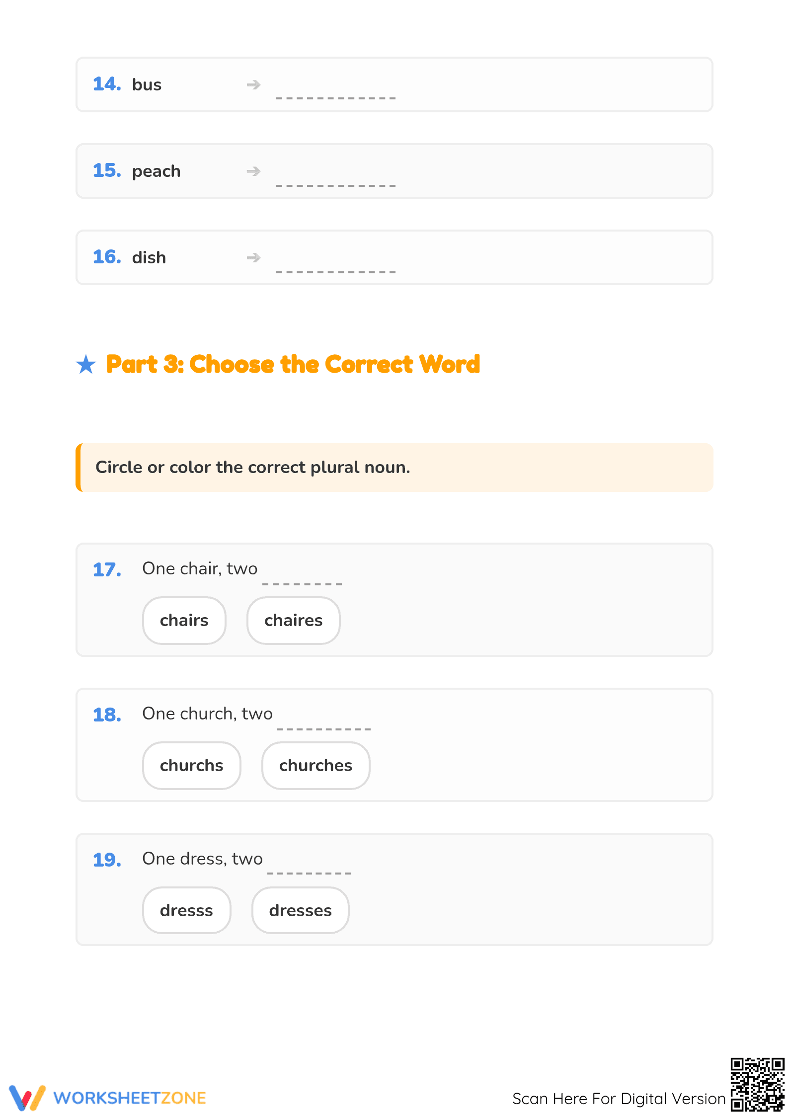 Grade 1 Regular Plural Nouns — Printable No-Prep Worksheet - Page 3