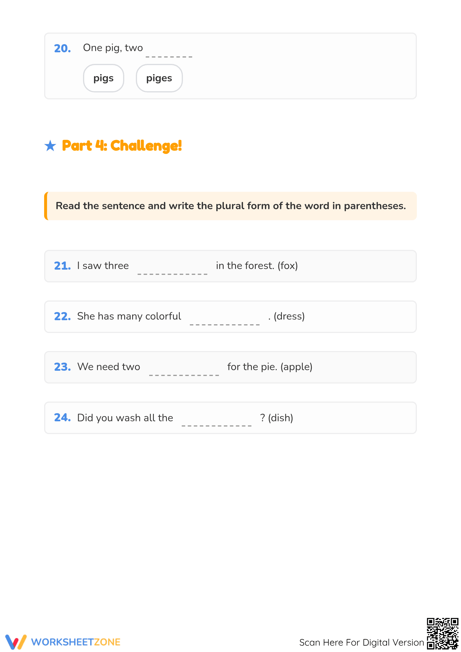 Grade 1 Regular Plural Nouns — Printable No-Prep Worksheet - Page 4