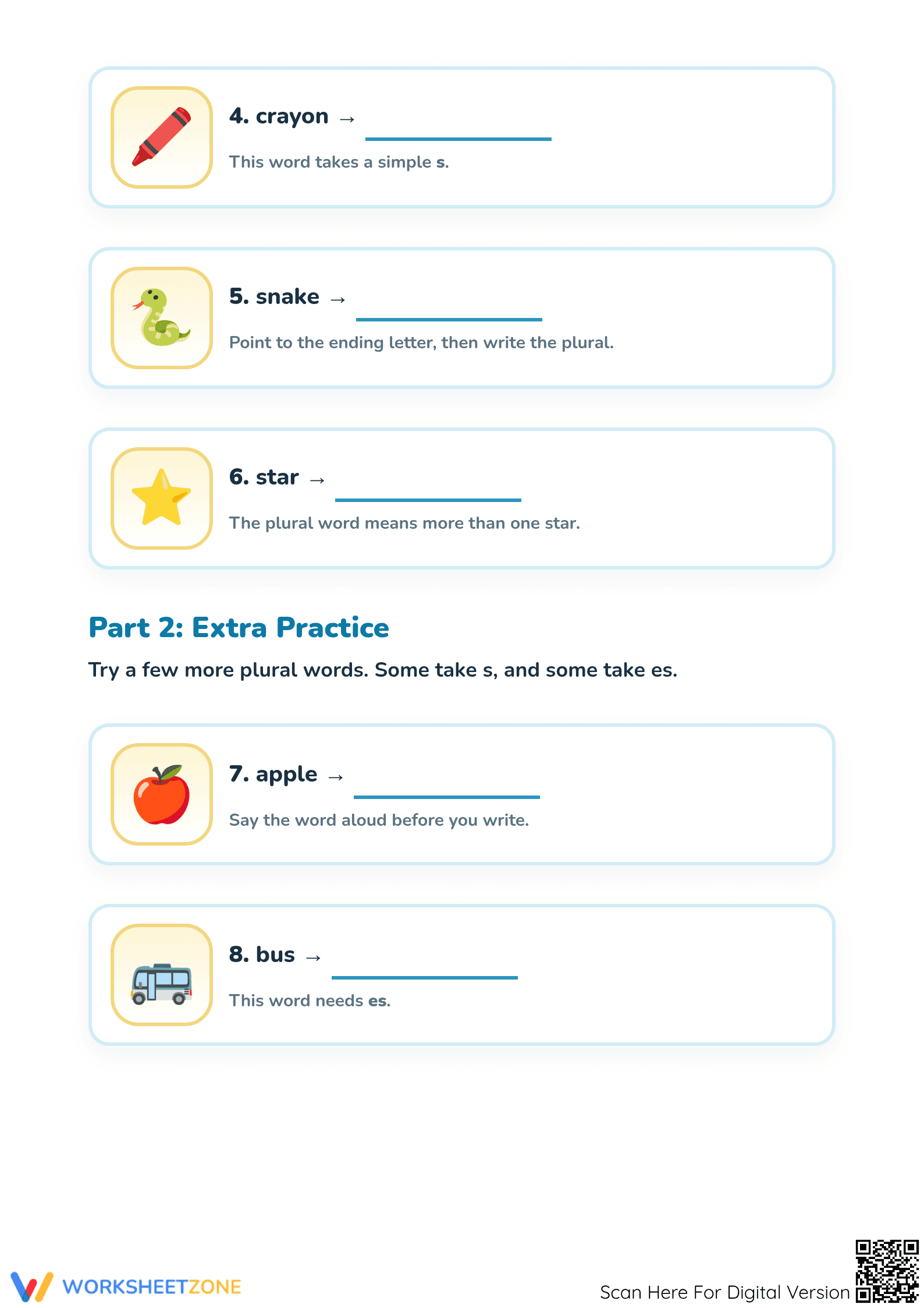 Plural Nouns Worksheet | Grade 1 Essential Practice - Page 2