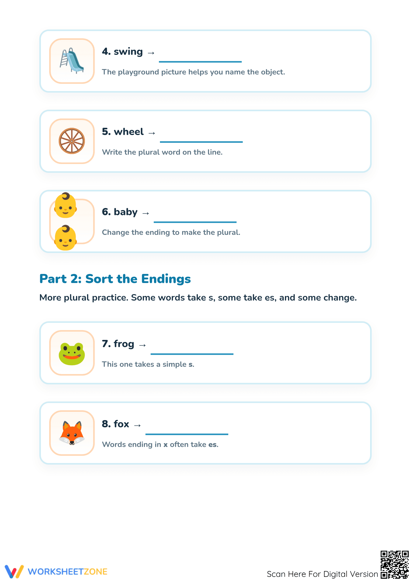 Essential Plural Words Worksheet | Grade 1 Printable - Page 2