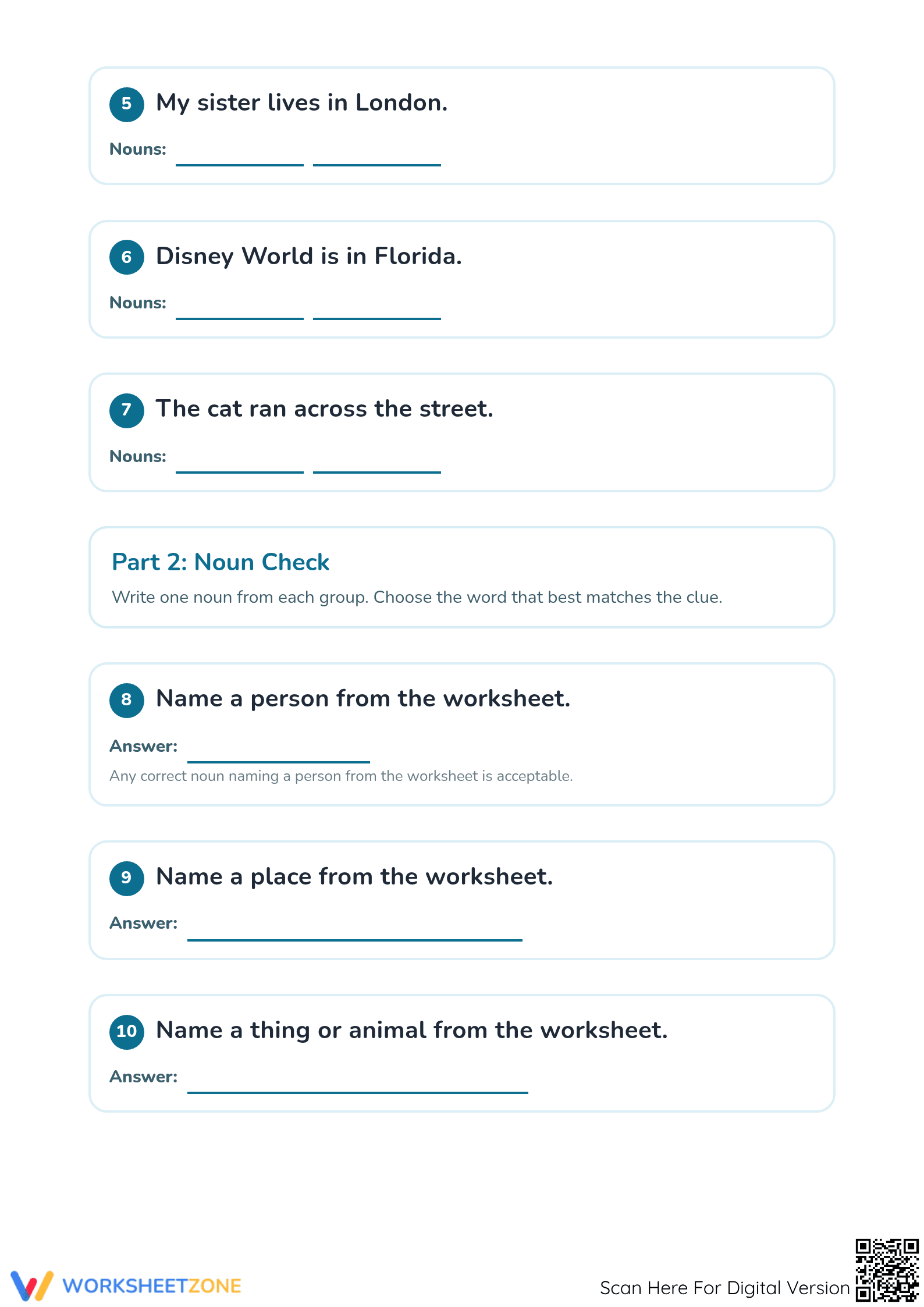 Grade 2 Nouns Practice — Printable No-Prep Worksheet - Page 2