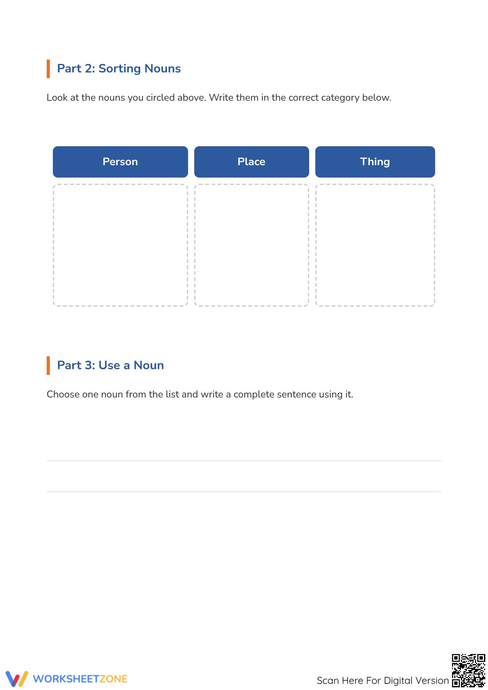 Identifying Nouns Worksheet | Grade 1-3 Printable - Page 2
