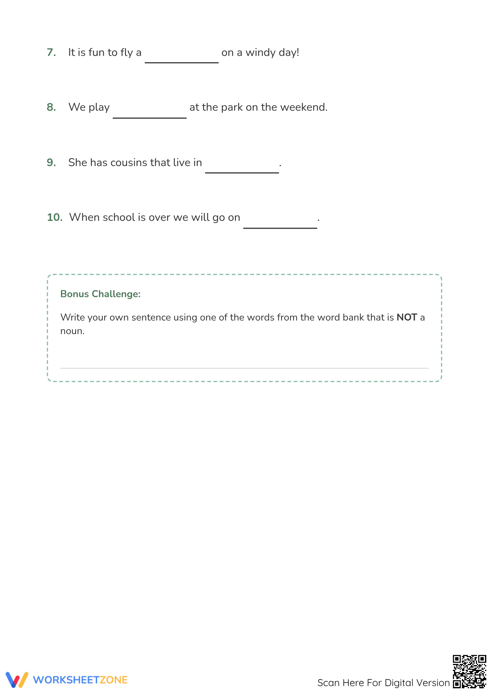 Grade 1 Nouns Practice — Printable No-Prep Worksheet - Page 2