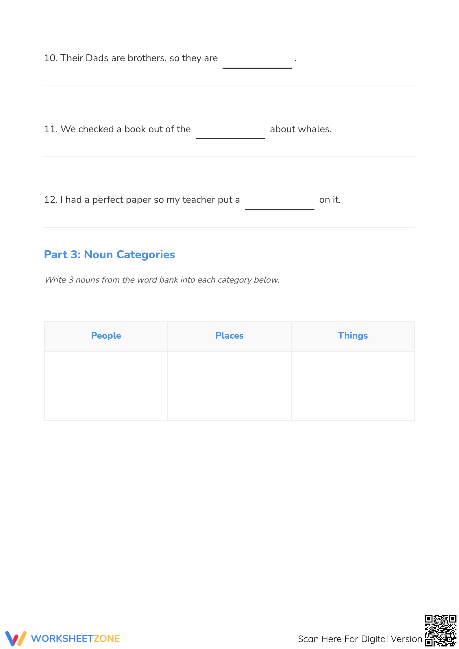 Identifying Nouns Worksheet | Grade 1 ELA Printable - Page 3