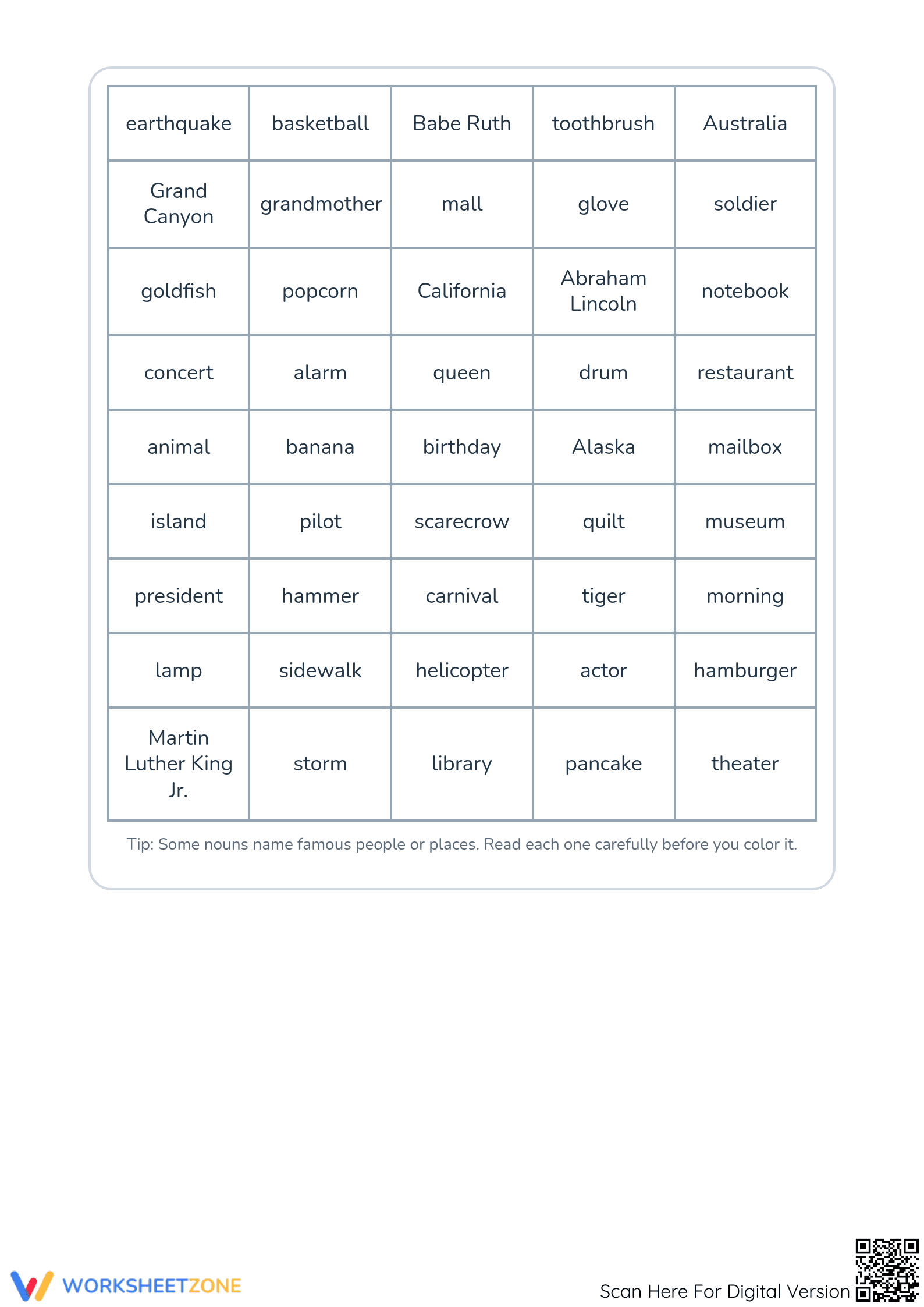 Noun Classification Worksheet | Grade 1-3 Essential - Page 2