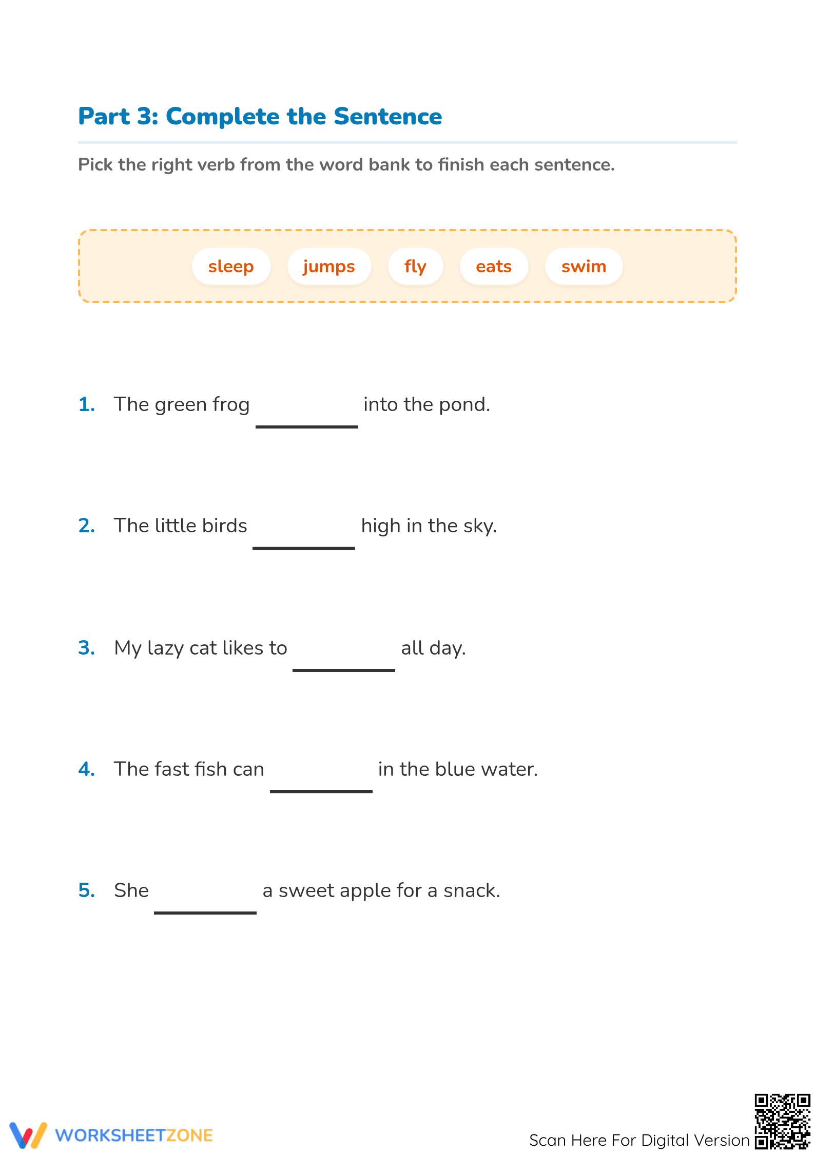 Identify Verbs Worksheet | Grade 1 Essential ELA - Page 3