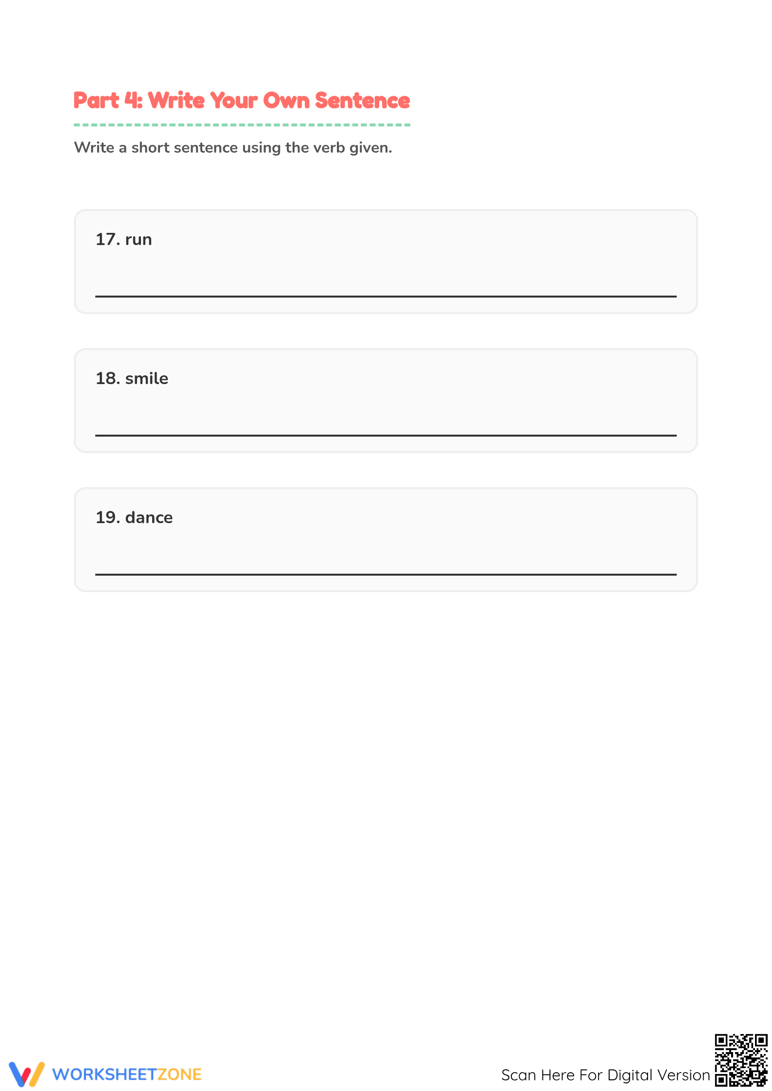 Grade 1 Action Verbs — Printable No-Prep Worksheet - Page 4