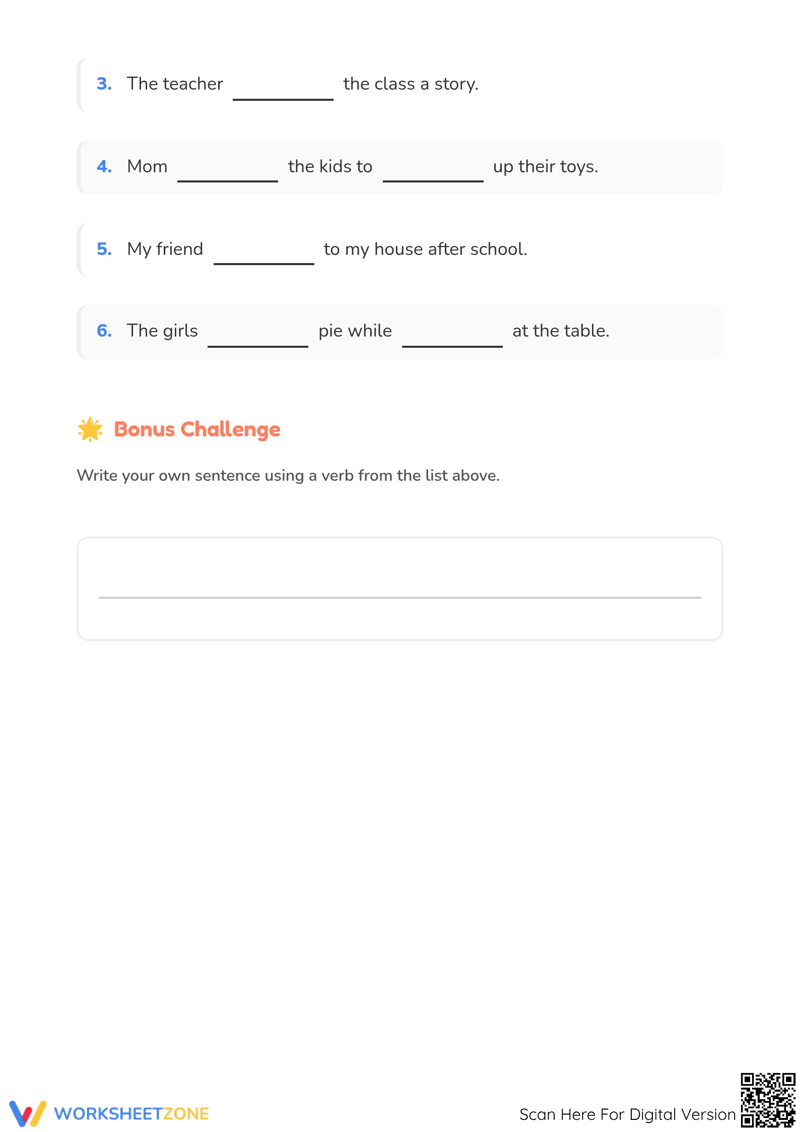Identifying Verbs Worksheet | Grade 1 ELA Printable - Page 2