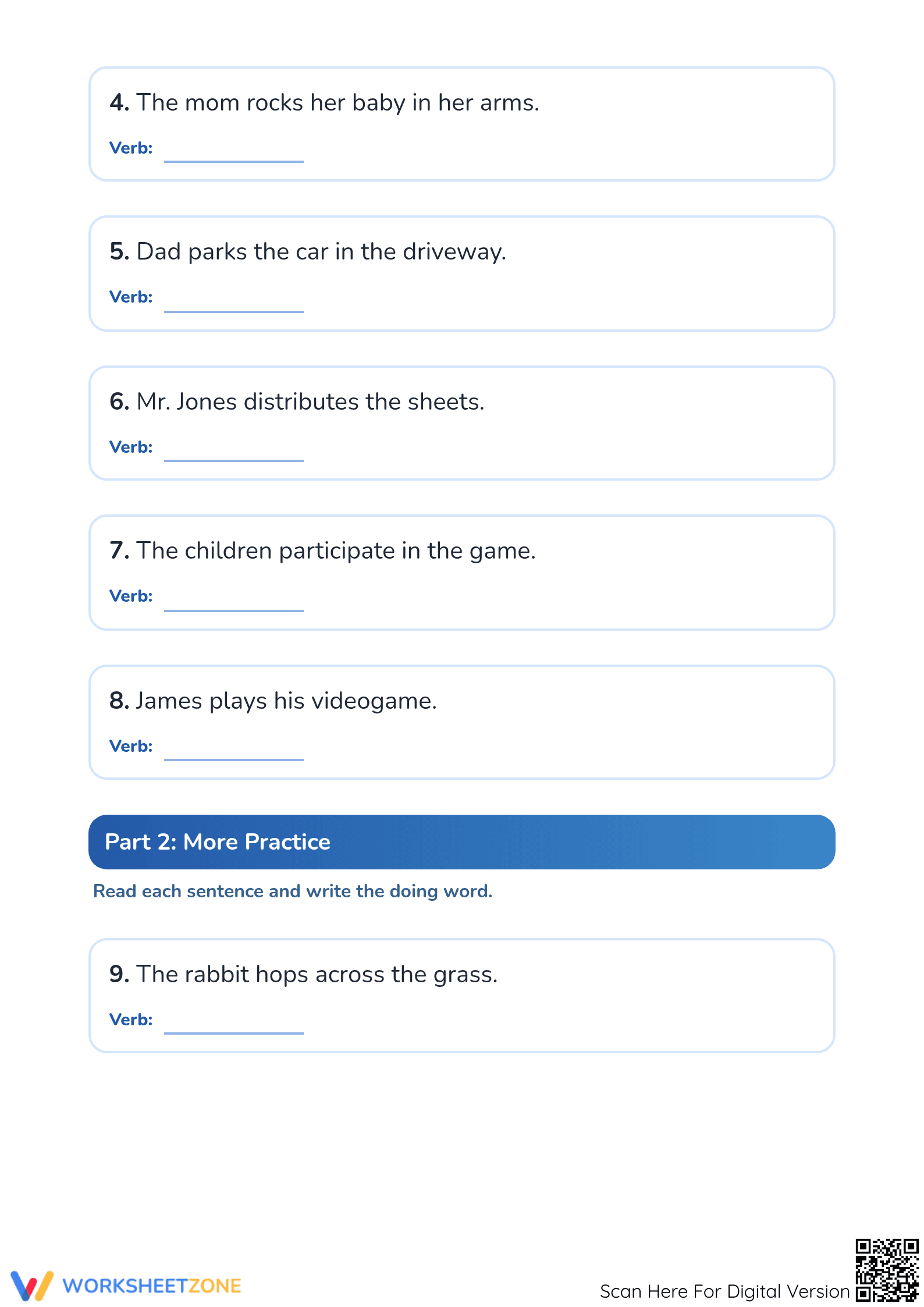 Identifying Action Verbs Worksheet | Grade 2-3 Essential - Page 2
