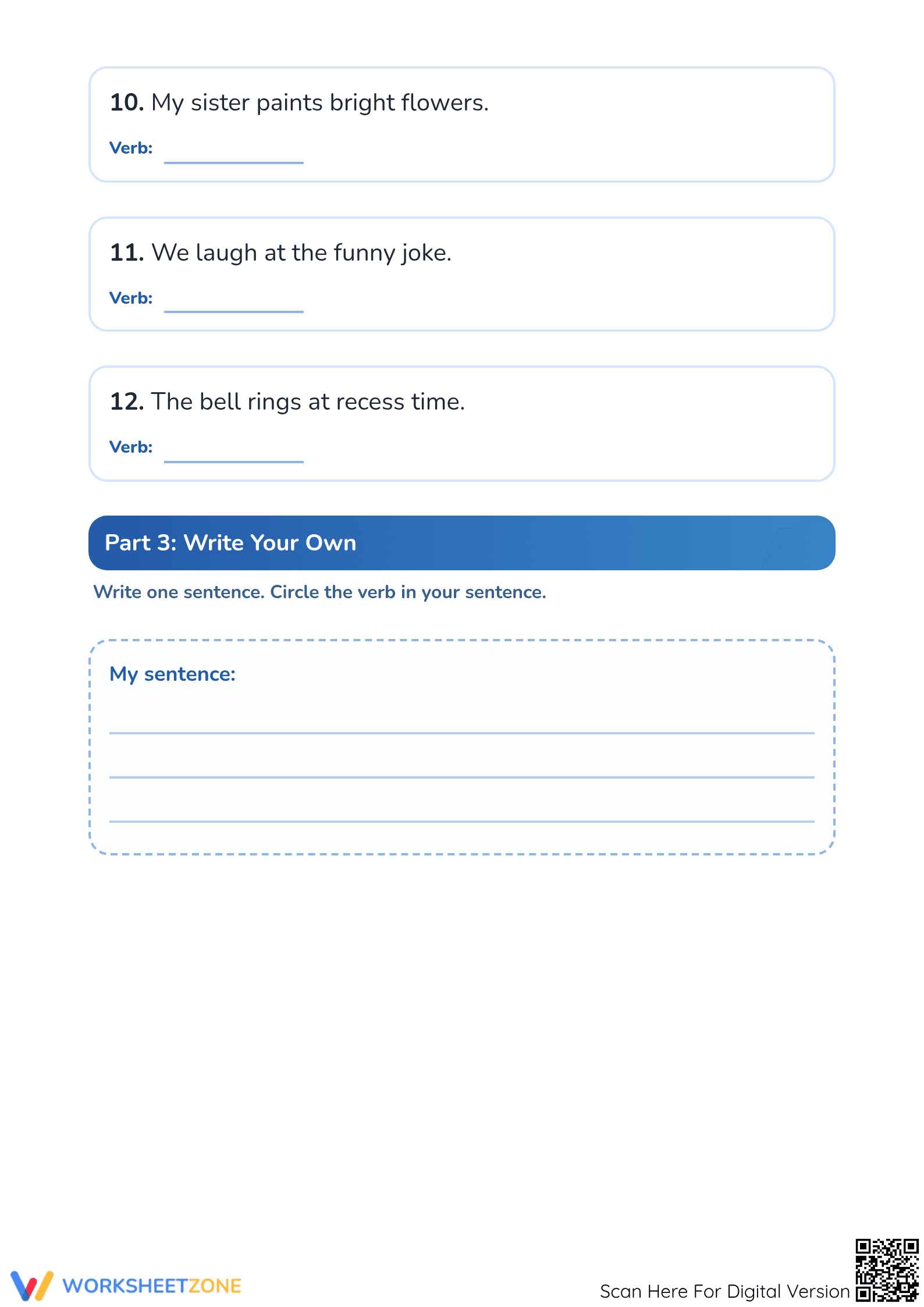 Identifying Action Verbs Worksheet | Grade 2-3 Essential - Page 3