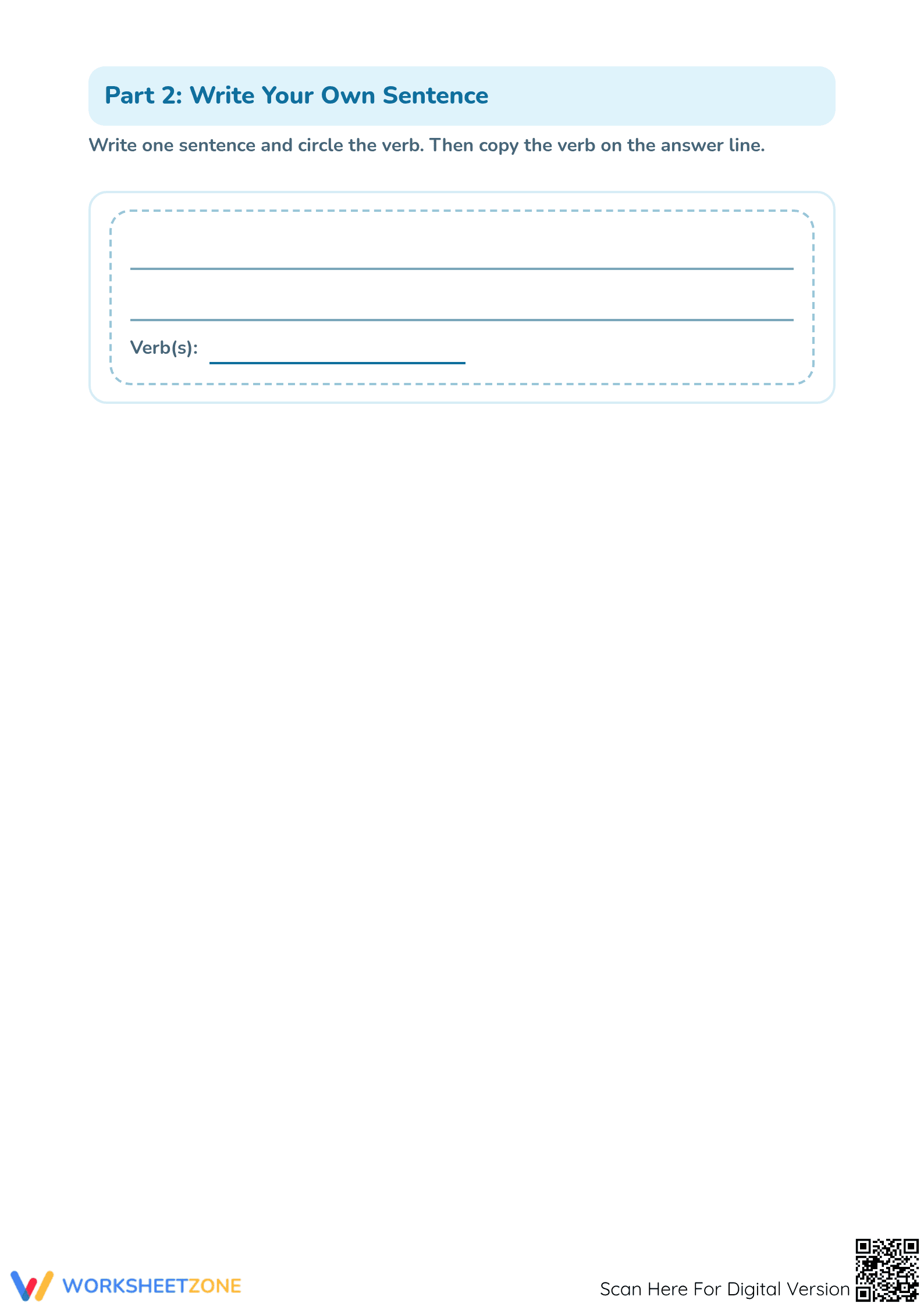 Identifying Verbs Printable Worksheet | Grade 1-2 ELA - Page 3