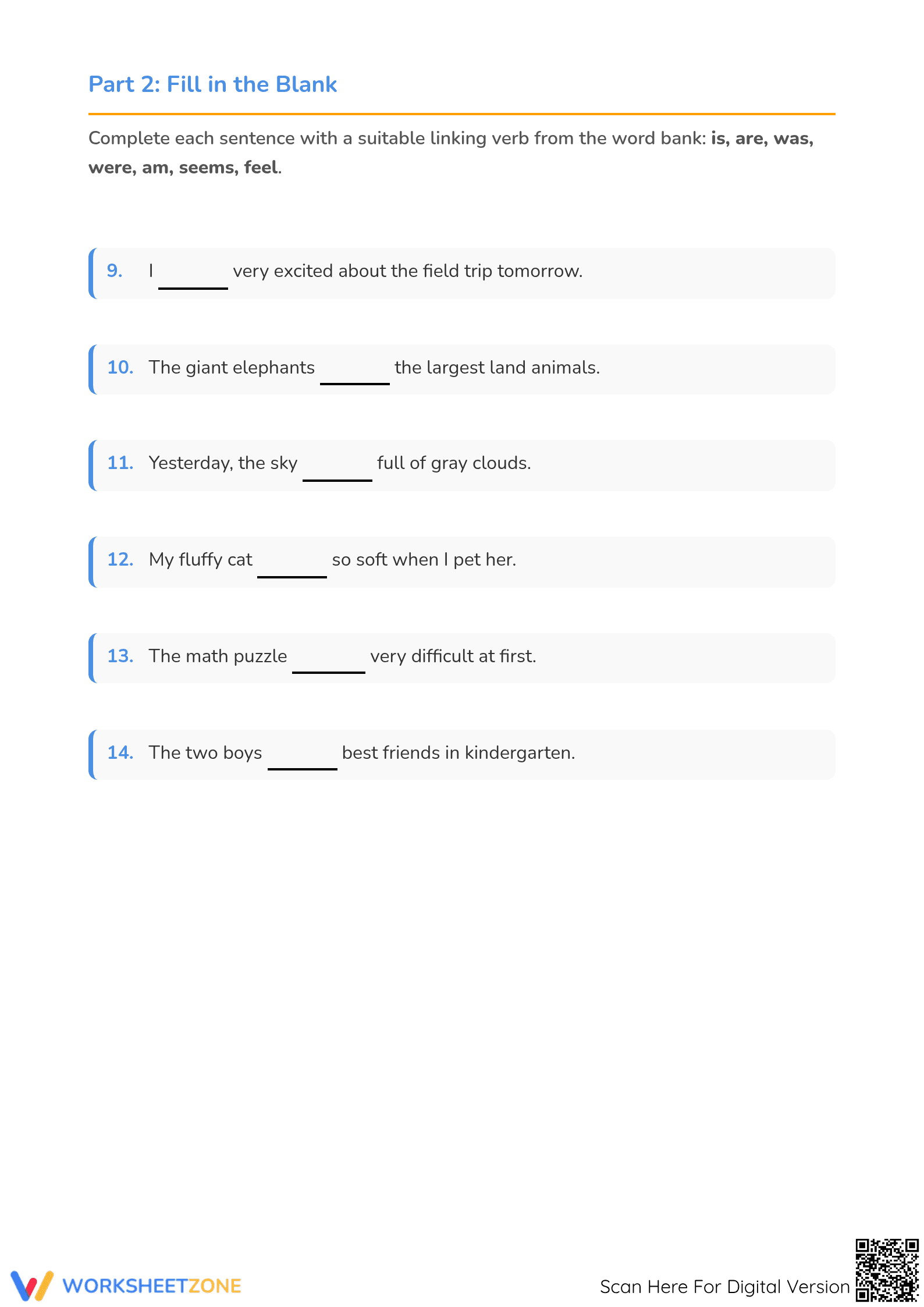 Action and Linking Verbs Worksheet | Grade 3 Essential - Page 2