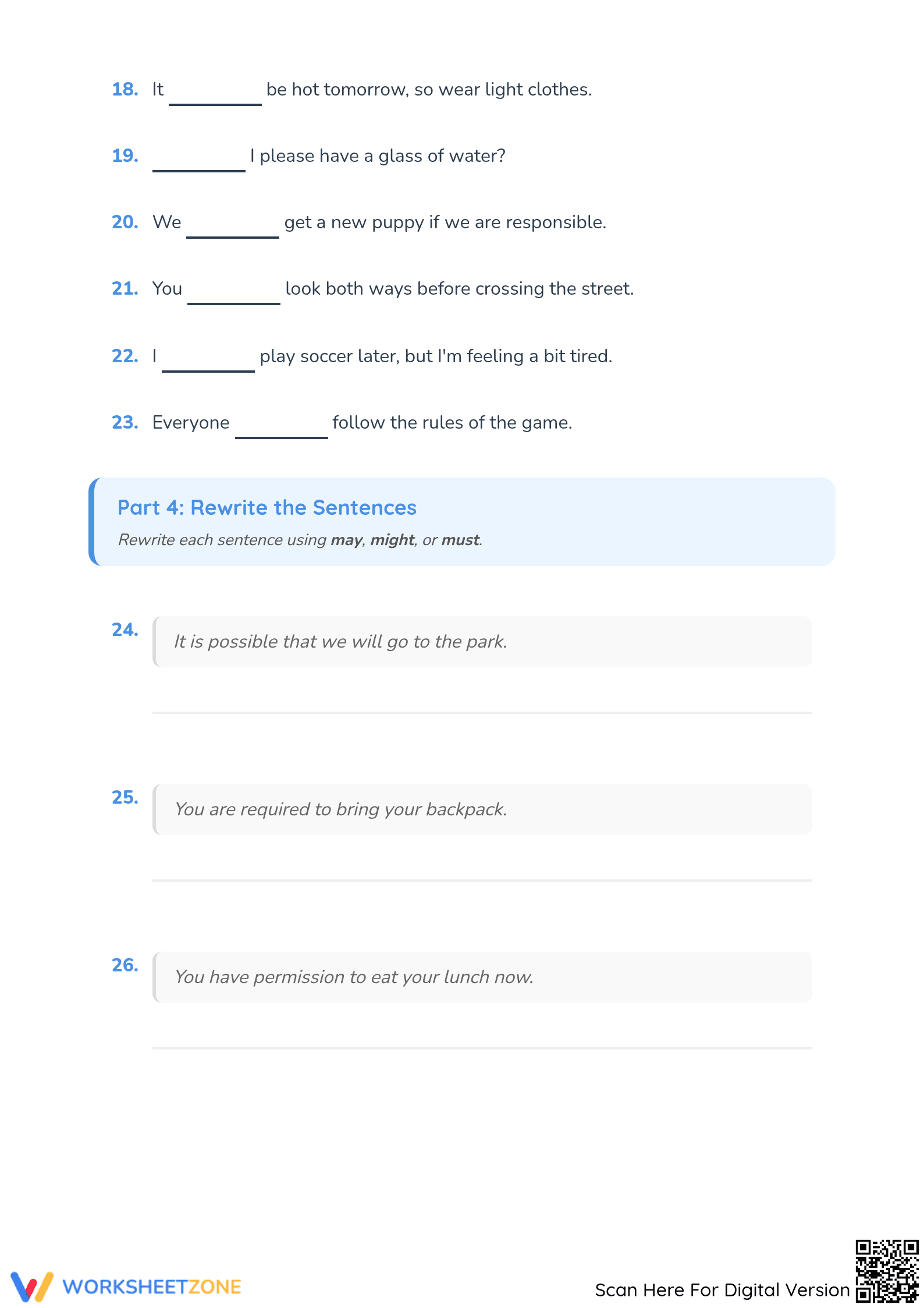 Helping Verbs Worksheet: May, Might, Must | Essential - Page 3