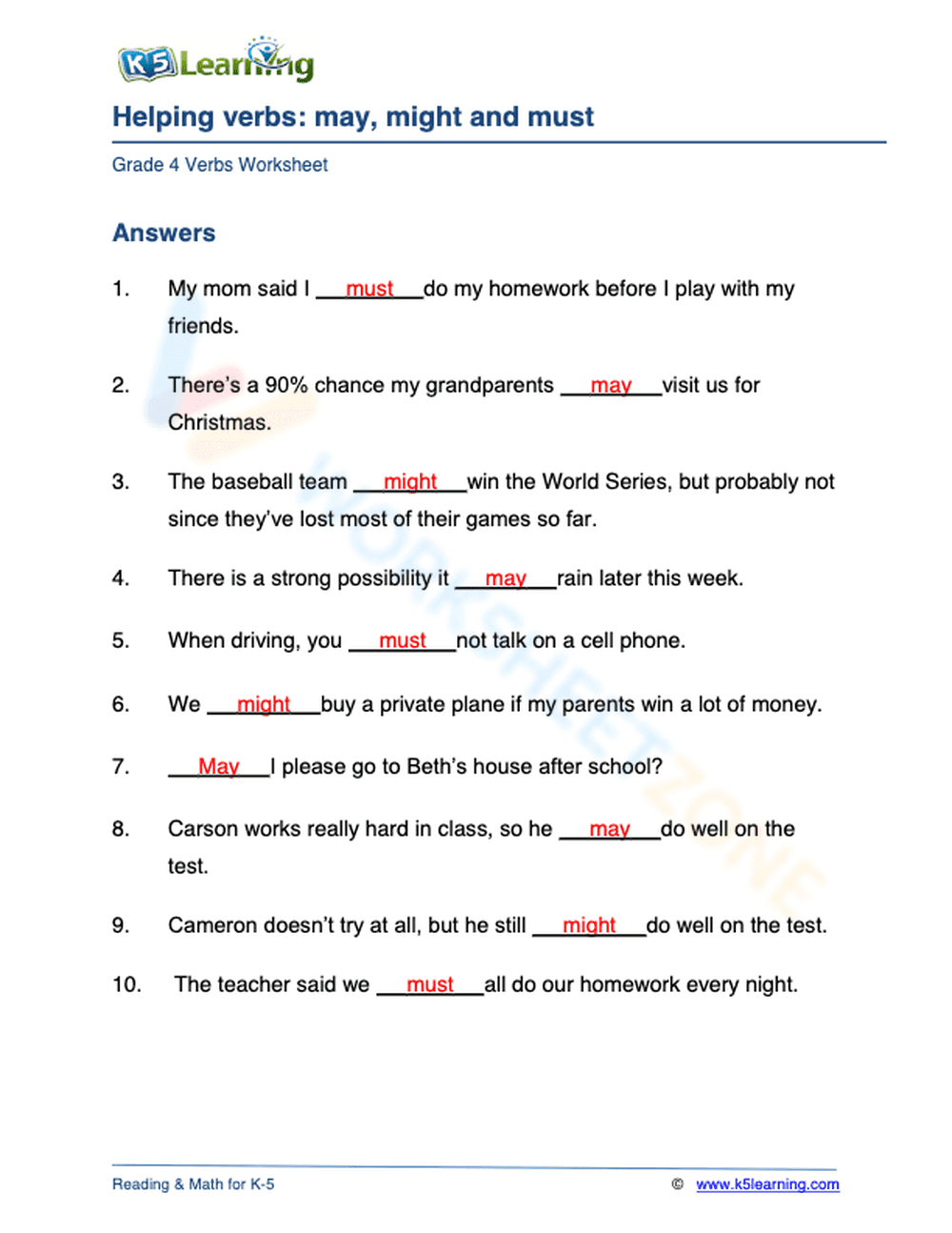 Helping verbs: may, might and must 3 - Page 2