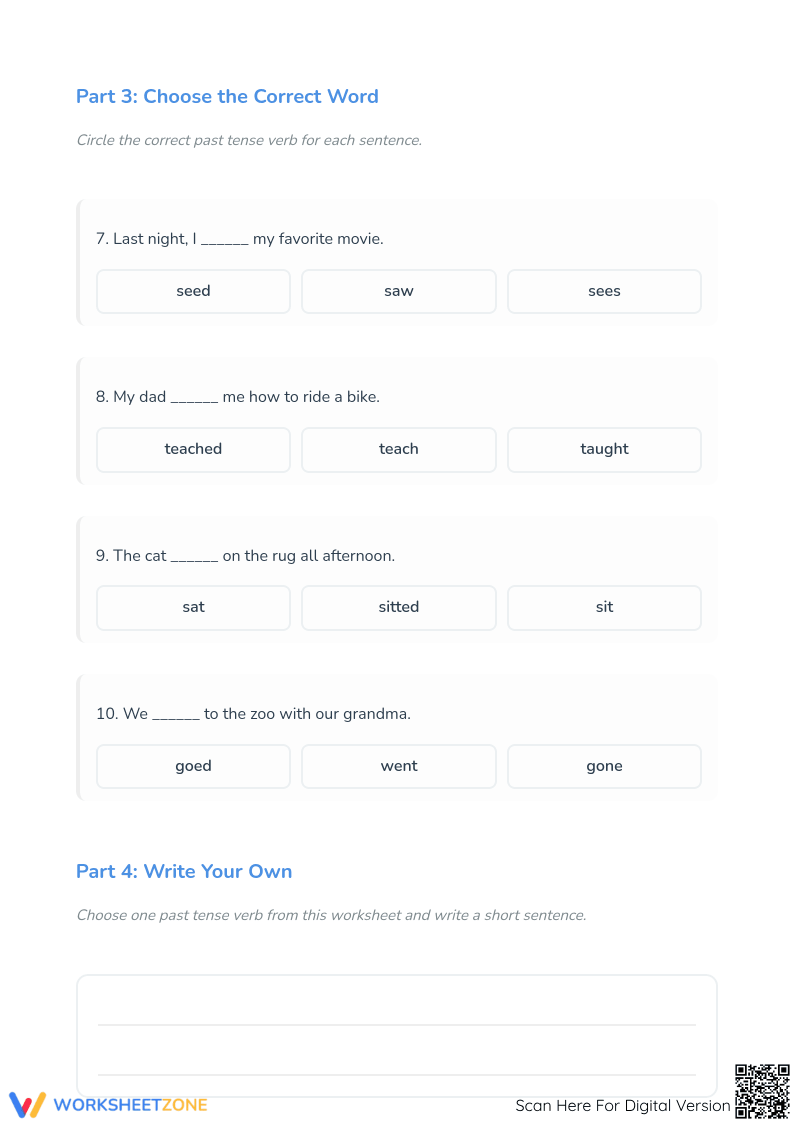 Irregular Past Tense Verbs Printable | Grade 1 ELA - Page 3