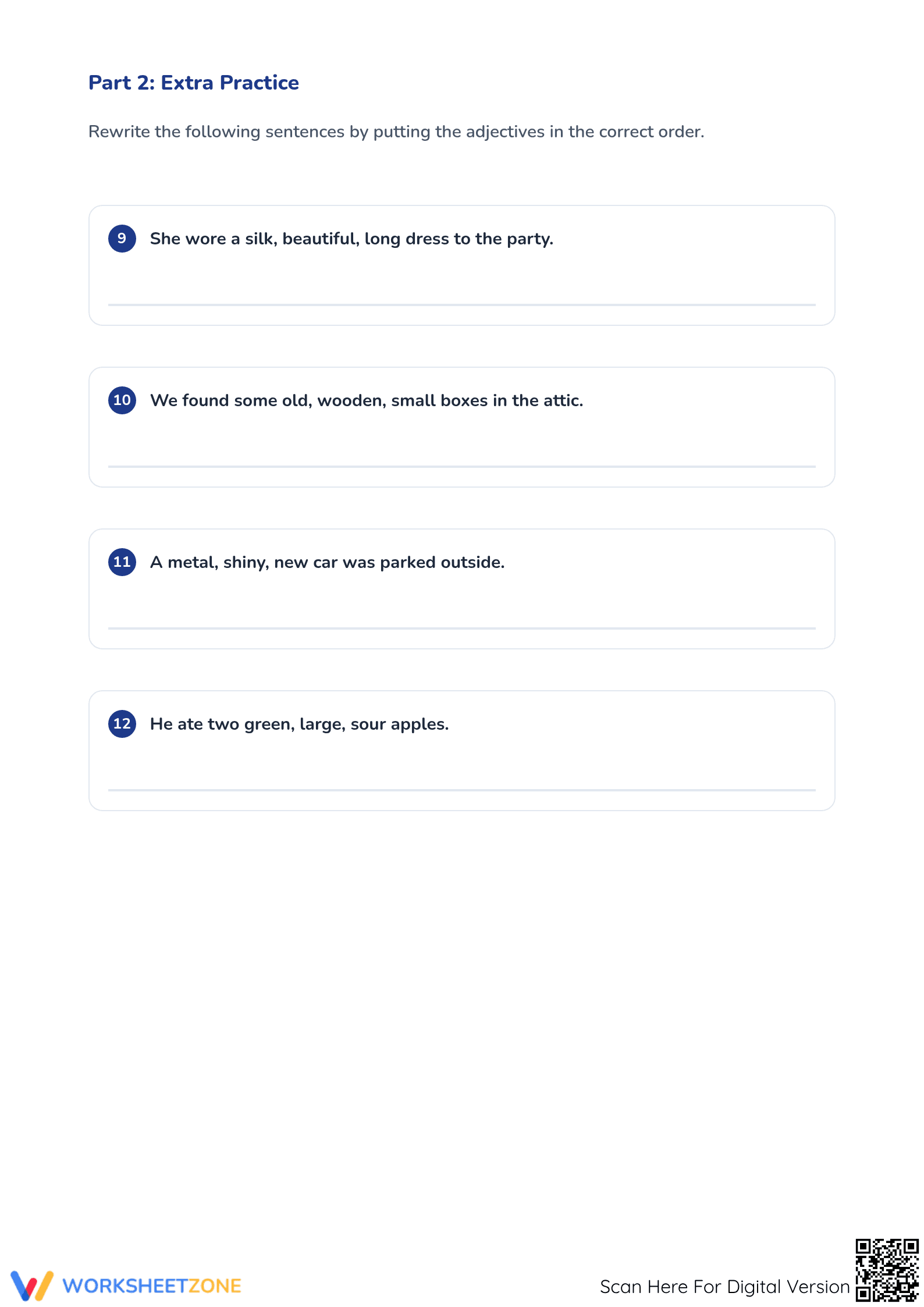 Ordering Adjectives Worksheet | Grade 4 Essential - Page 3
