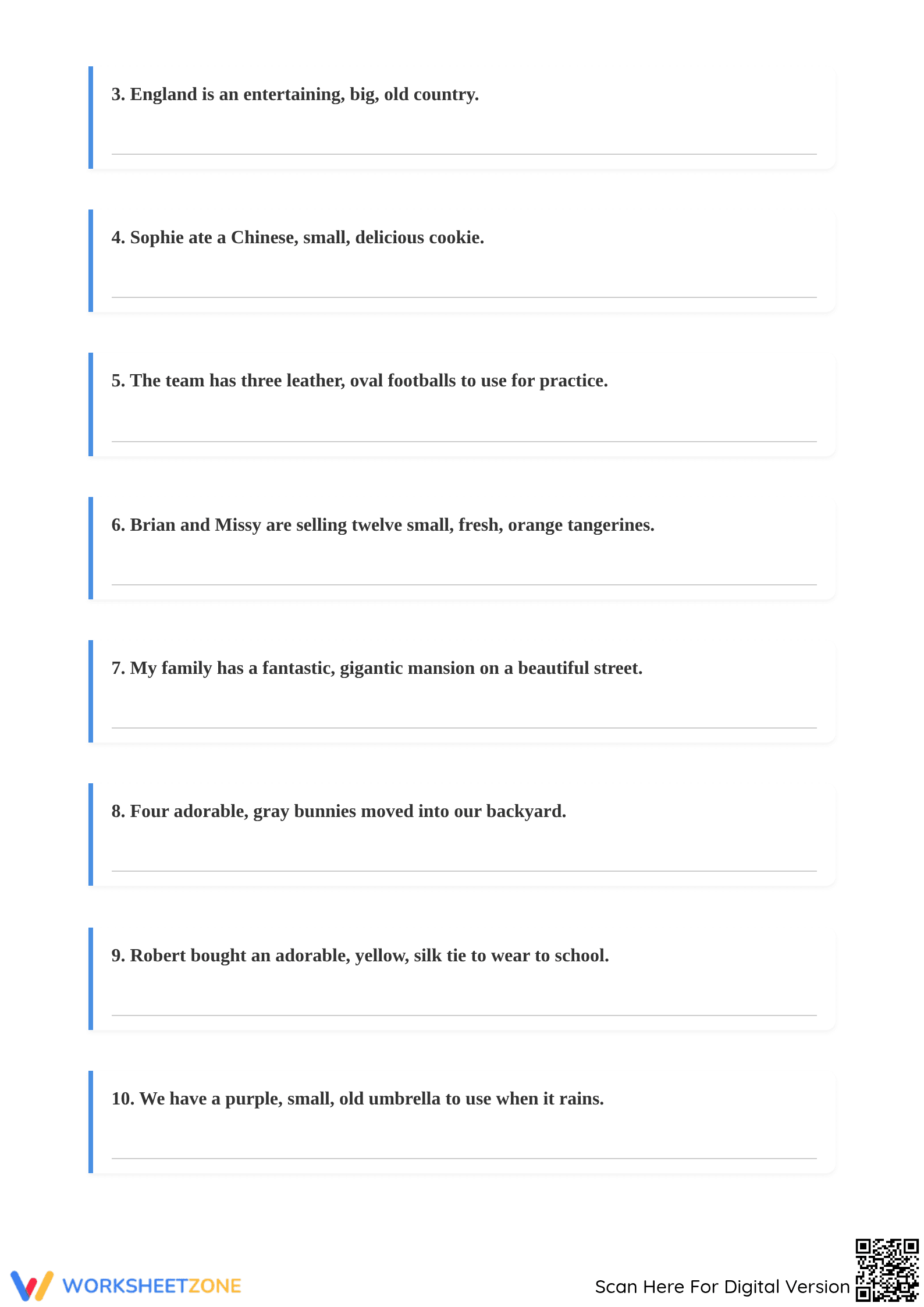 Ordering Adjectives Worksheet | Grade 4 Essential Practice - Page 2