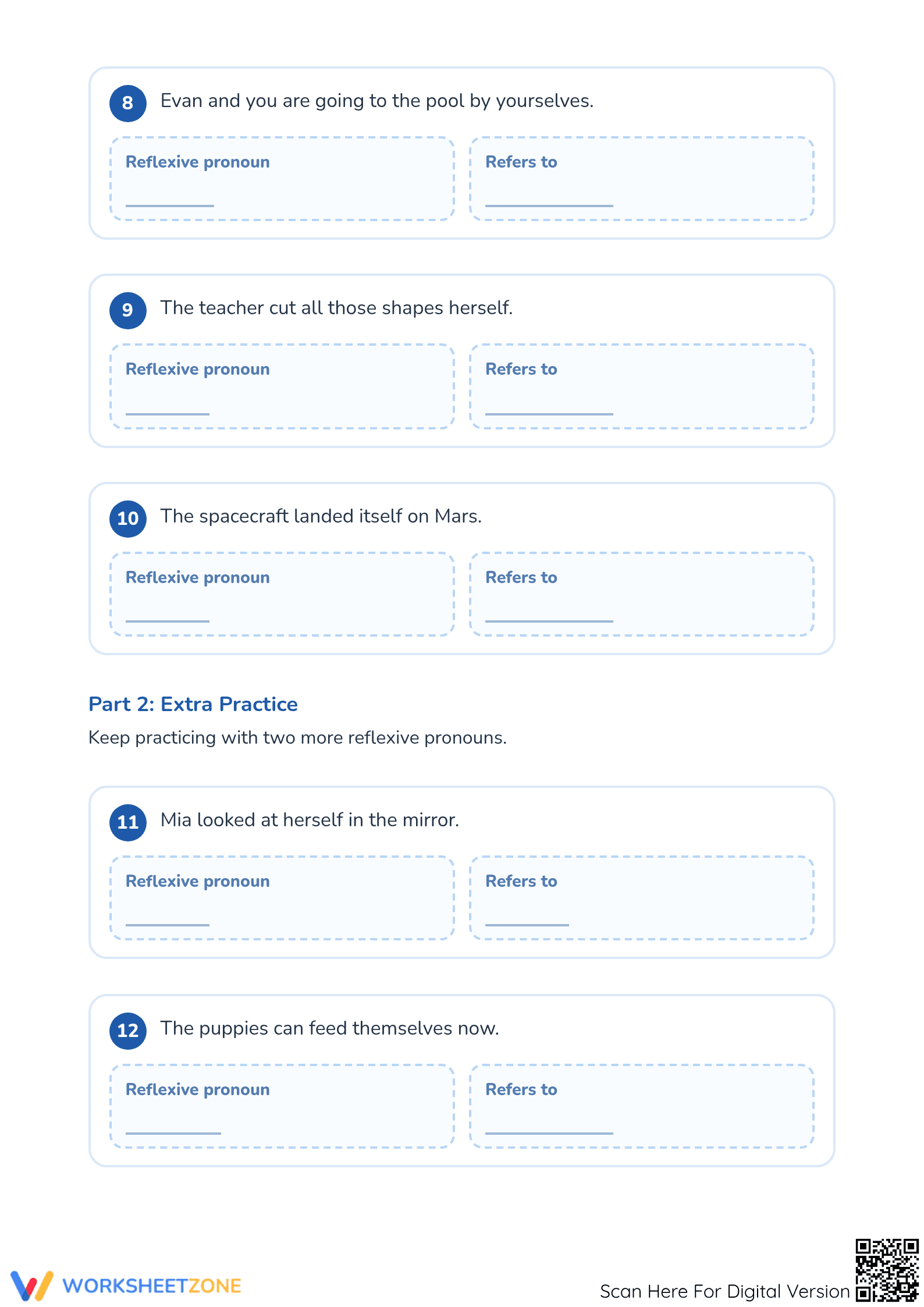 Grade 2 Reflexive Pronouns — Printable No-Prep Worksheet - Page 3