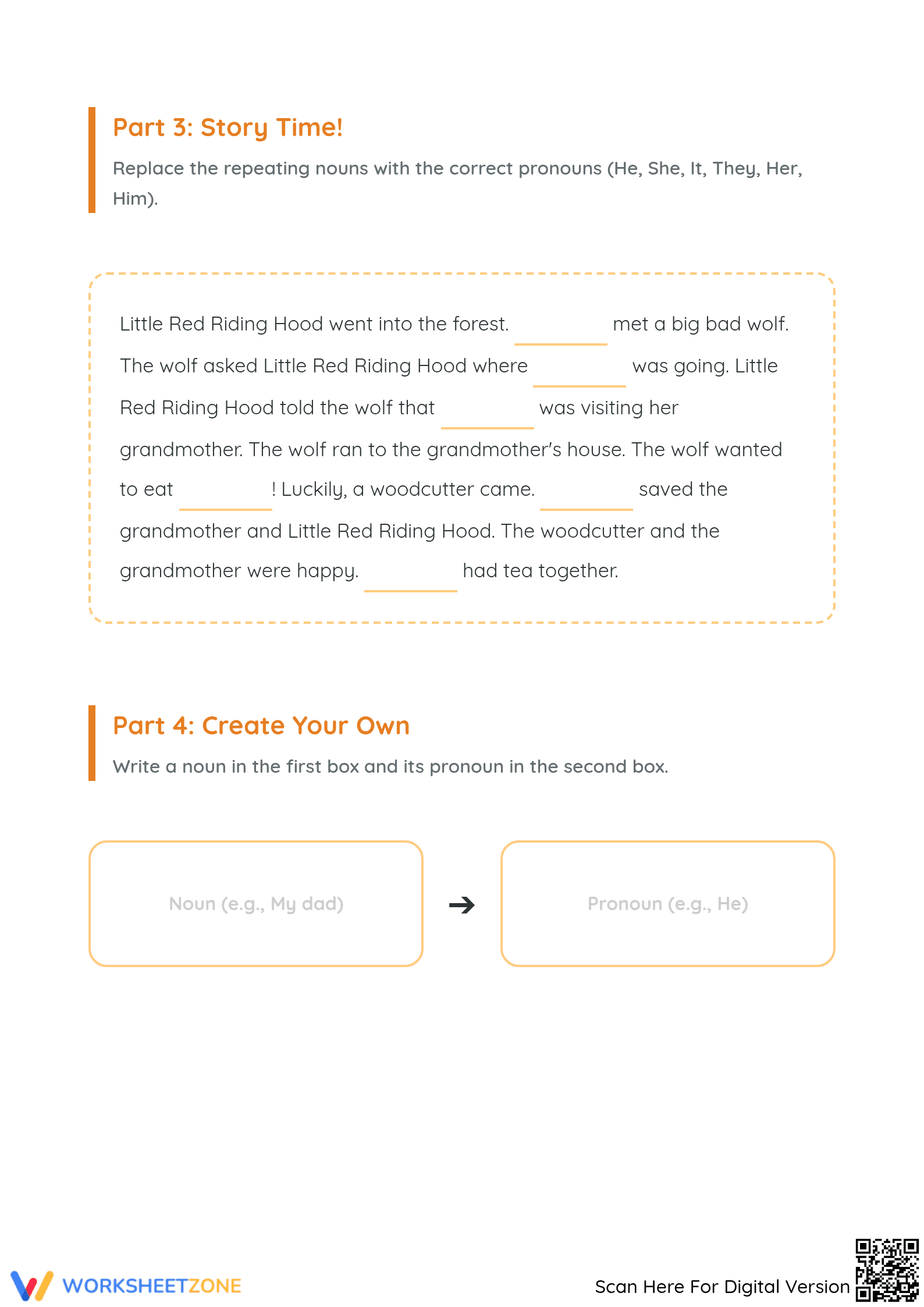 Grade 1-3 Pronouns Worksheet | Essential Printable Practice - Page 3