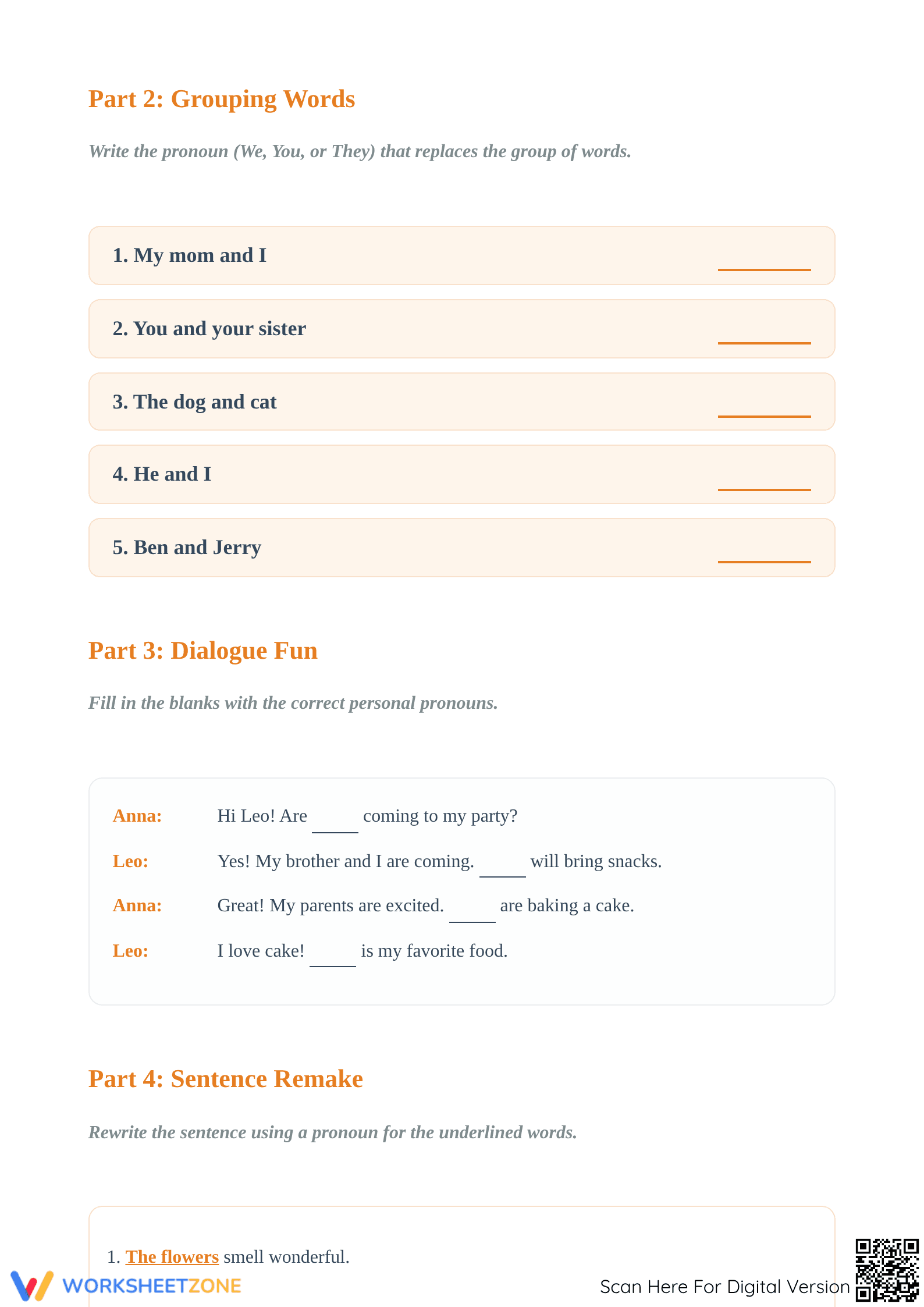 Personal Pronouns Worksheet | Grade 1-3 Printable - Page 3