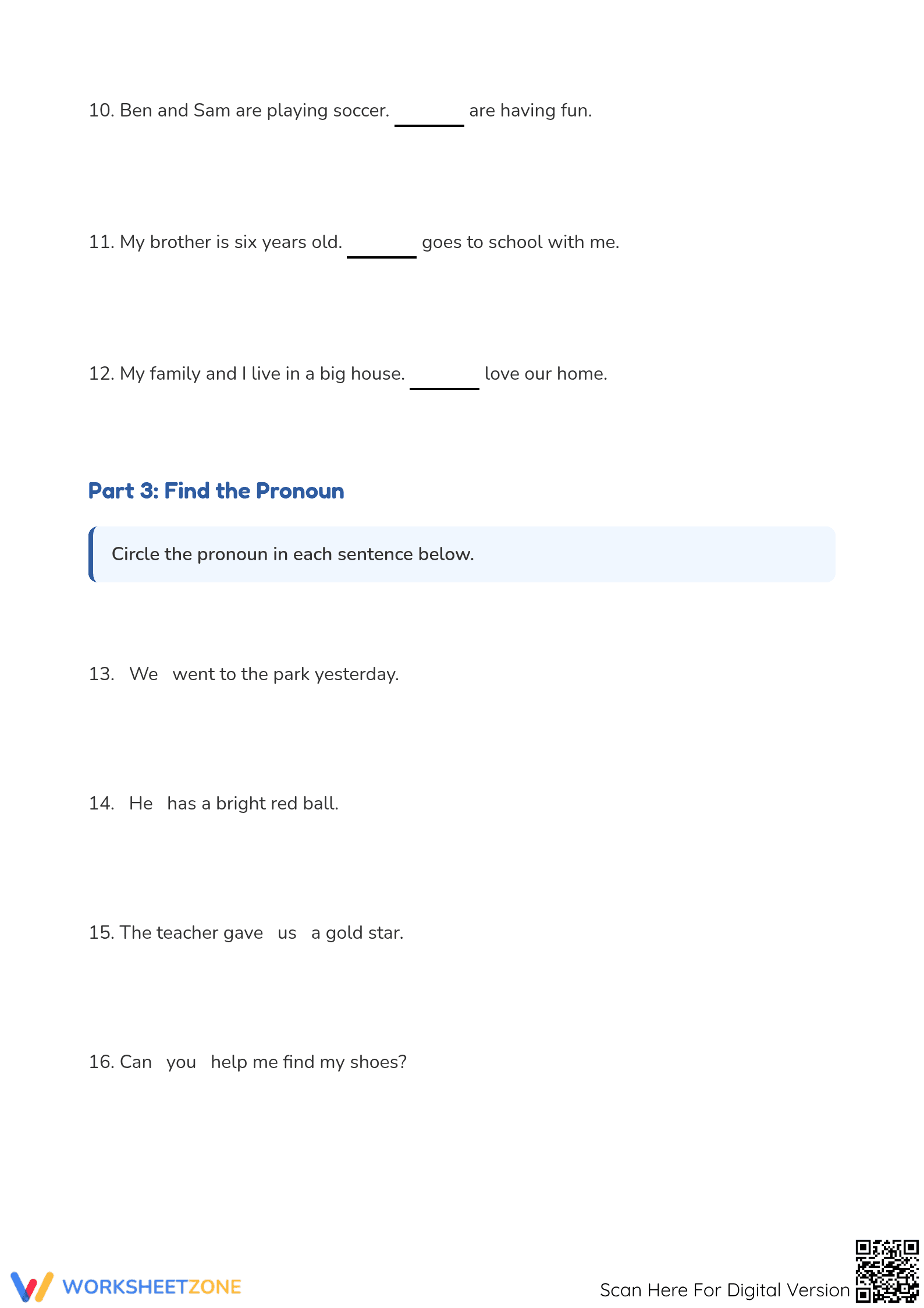 Using Pronouns Worksheet | Grade 1 ELA Printable - Page 3