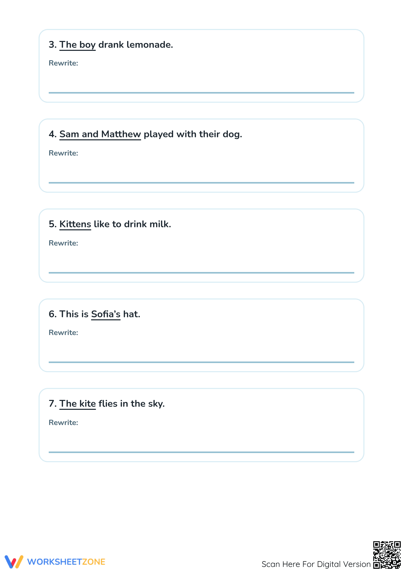 Grade 1 Using Pronouns Worksheet — Essential Grammar - Page 2
