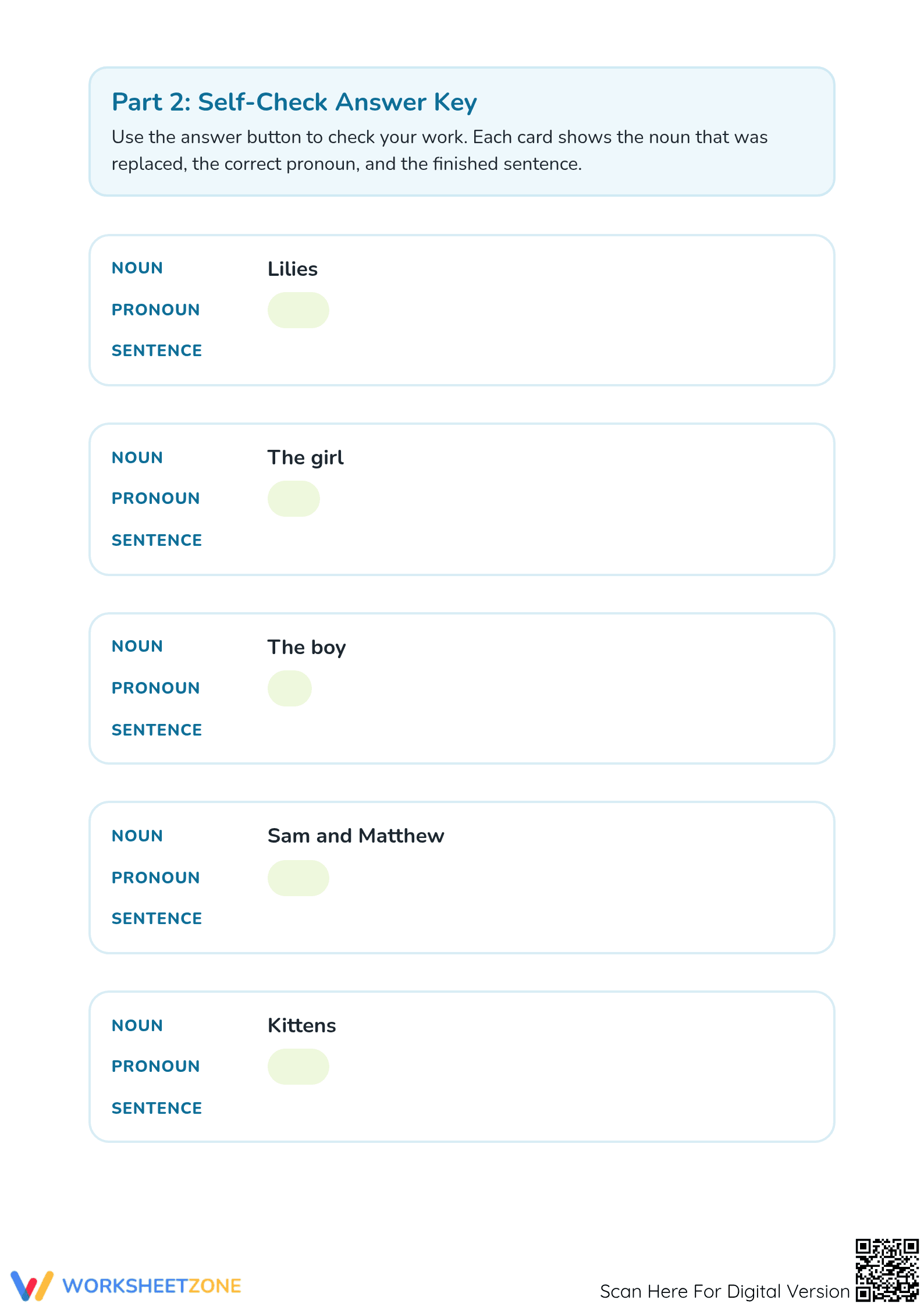 Grade 1 Using Pronouns Worksheet — Essential Grammar - Page 3