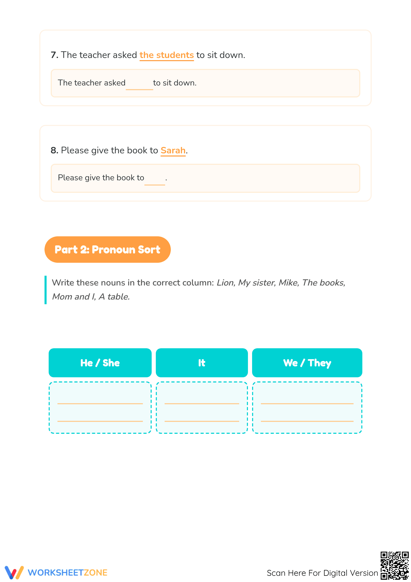 Grade 1 Pronouns Worksheet — Essential Printable Practice - Page 3