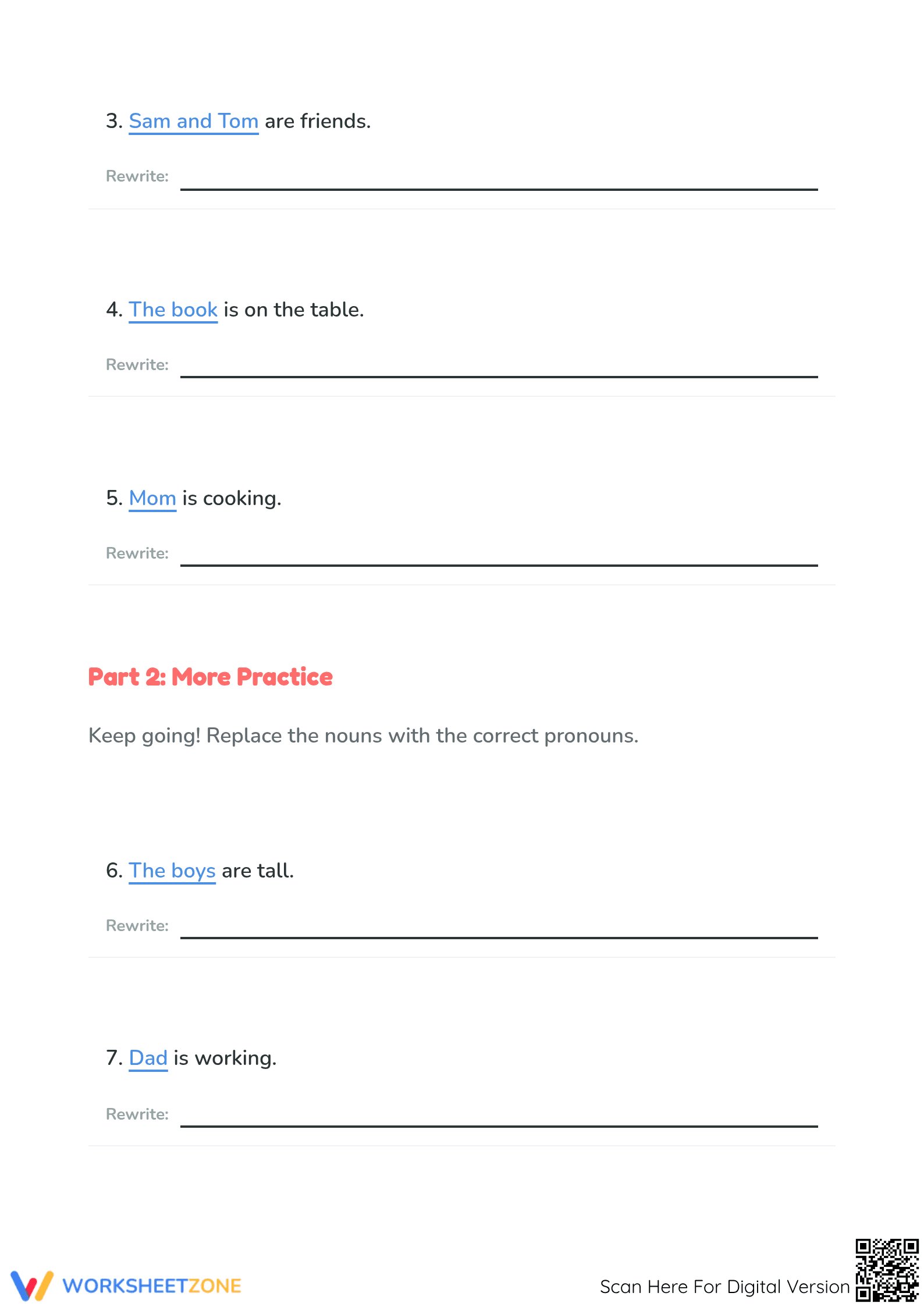 Grade 1 Pronouns Worksheet — Printable No-Prep Practice - Page 2