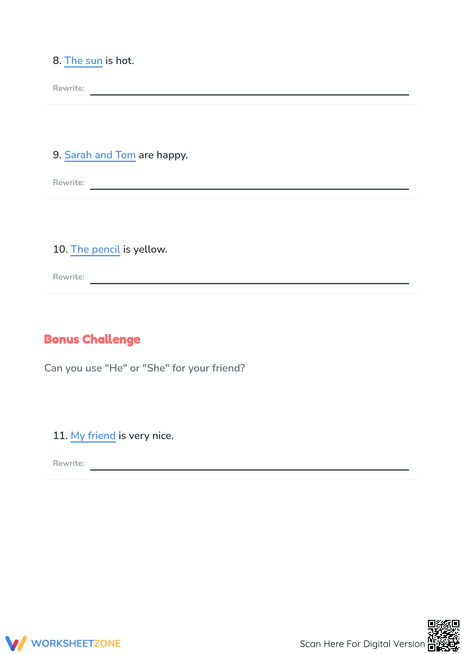 Grade 1 Pronouns Worksheet — Printable No-Prep Practice - Page 3