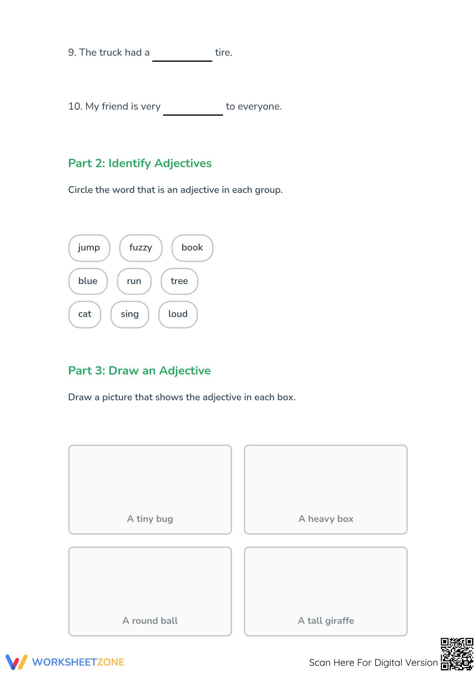 Essential Adjectives Practice | Grade 1 ELA Worksheet - Page 2