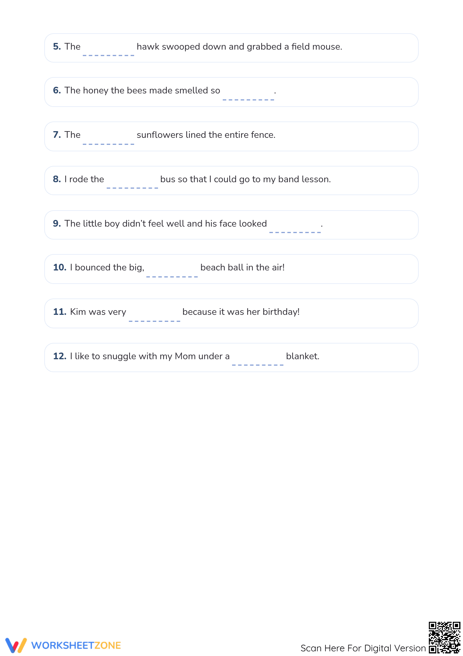 Grade 1 Adjectives — Printable No-Prep Worksheet - Page 2