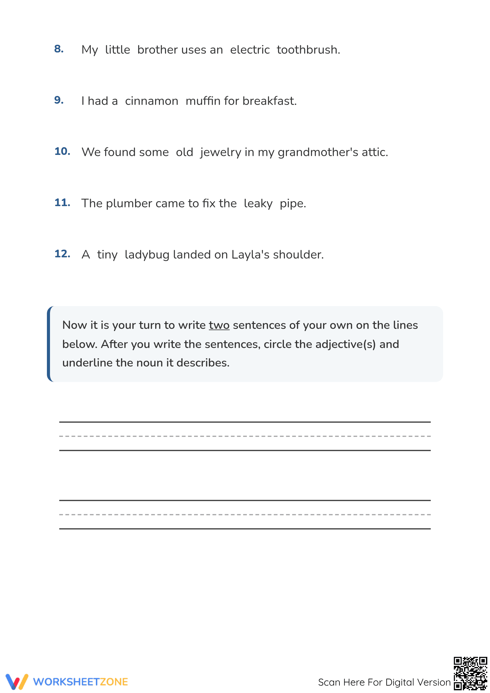 Identify Adjectives Worksheet | Grade 1 Essential Grammar - Page 2