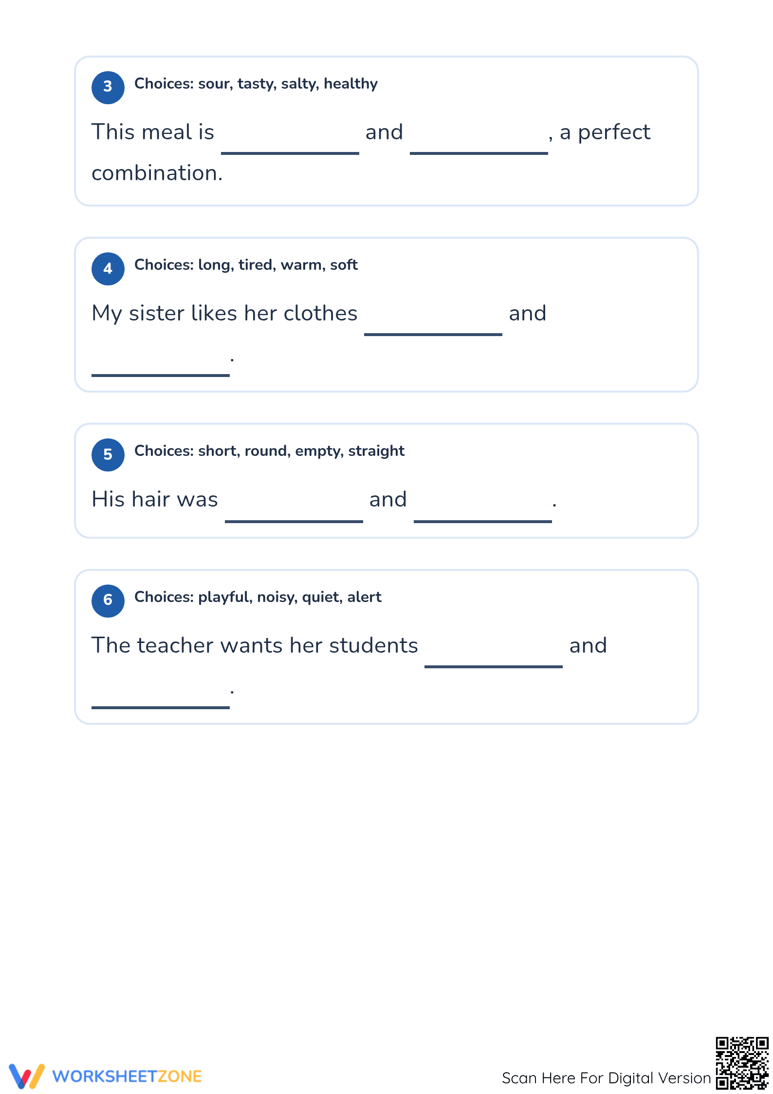 Grade 1 Adjectives — Printable No-Prep Worksheet - Page 2