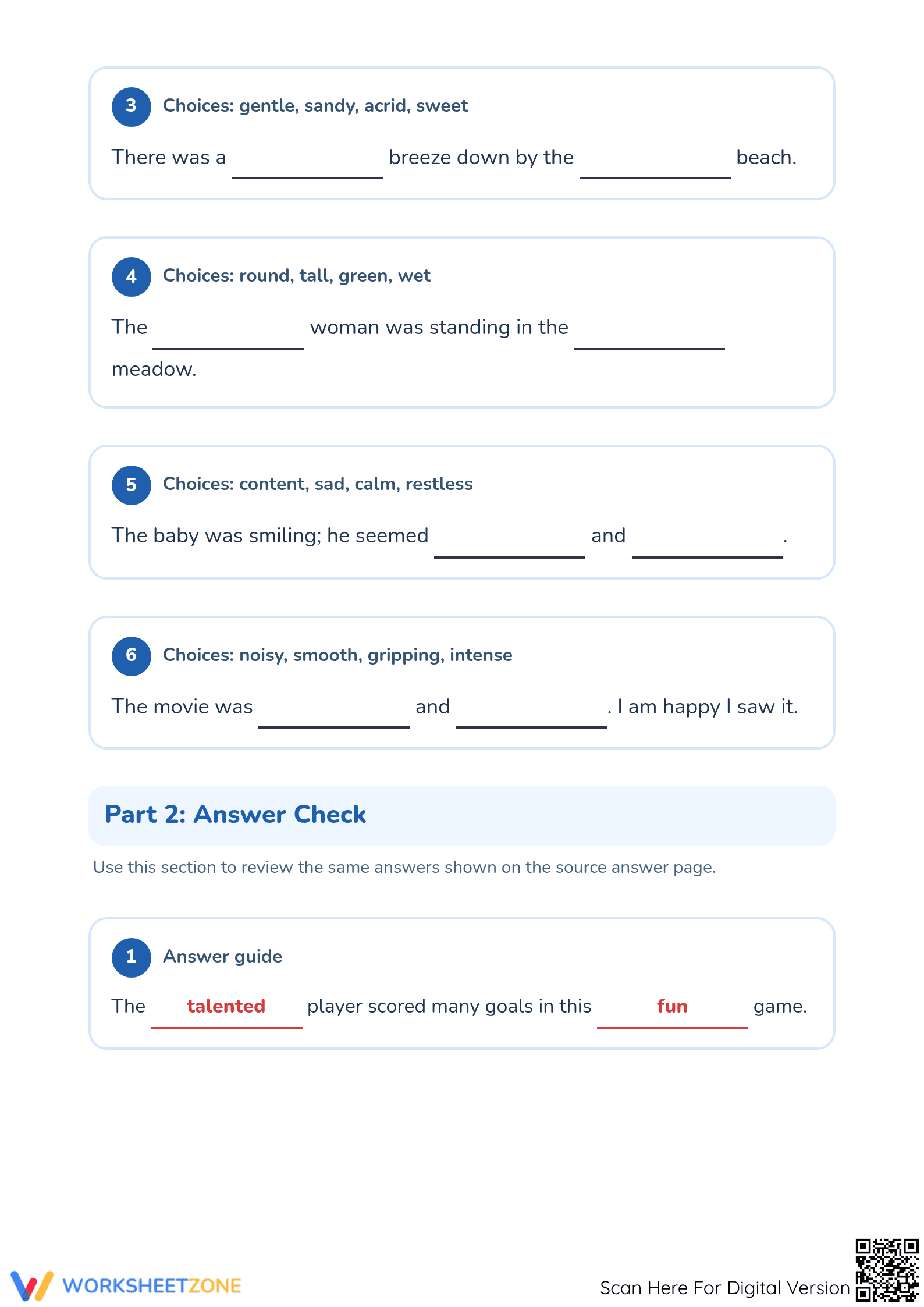 Essential Grade 1 Adjectives — Printable No-Prep Worksheet - Page 2