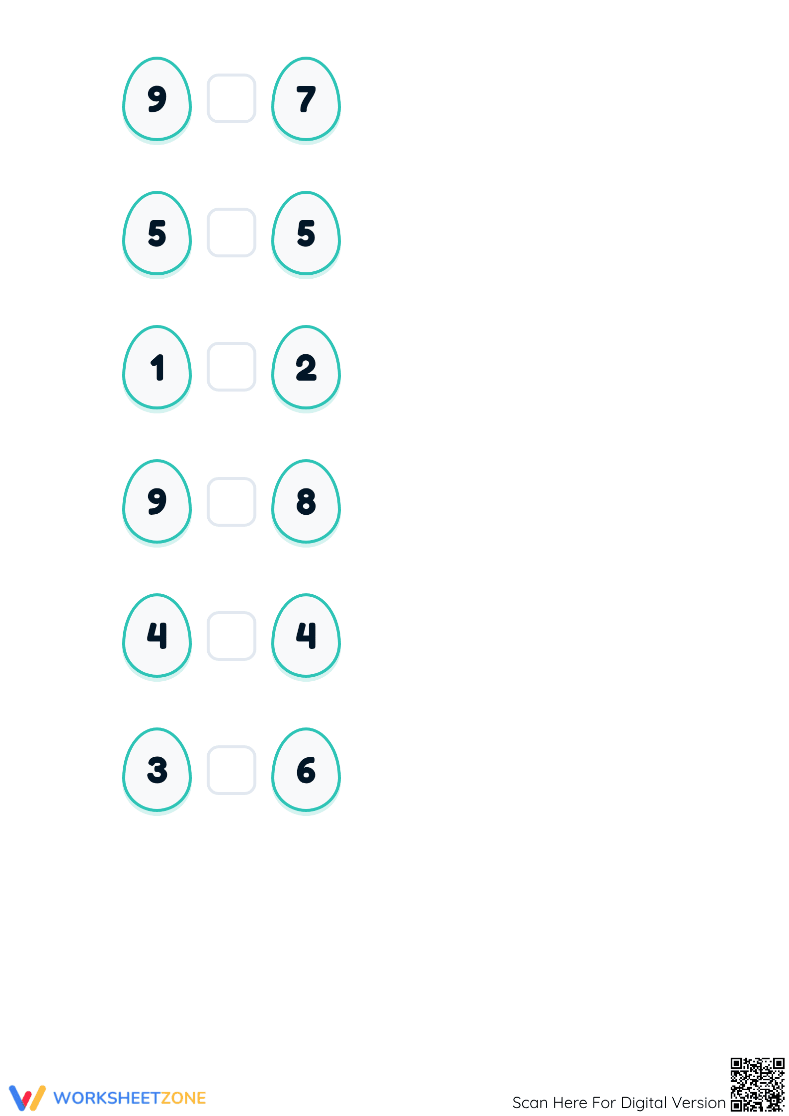 Printable Comparing Numbers Worksheet | Kindergarten Math - Page 2