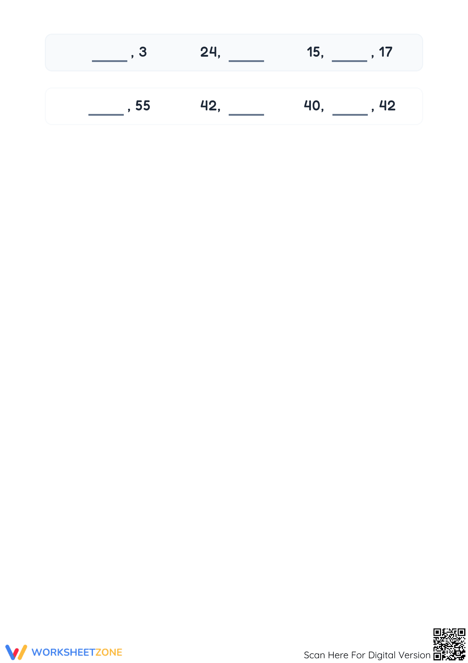 Printable Number Order Practice: Before, After, Between - Page 3