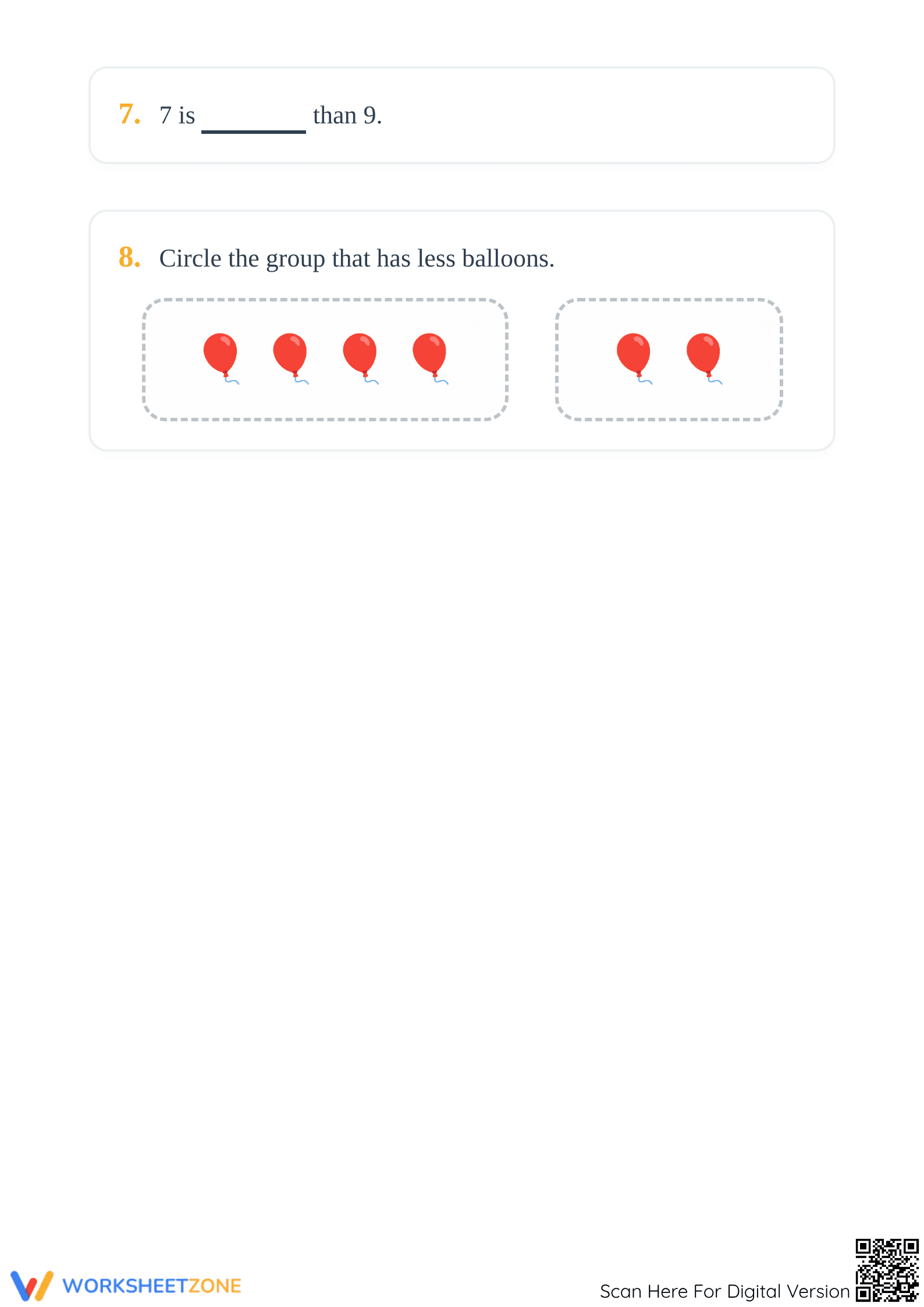 Grade K More or Less Comparison: Essential No-Prep Math Worksheet - Page 3