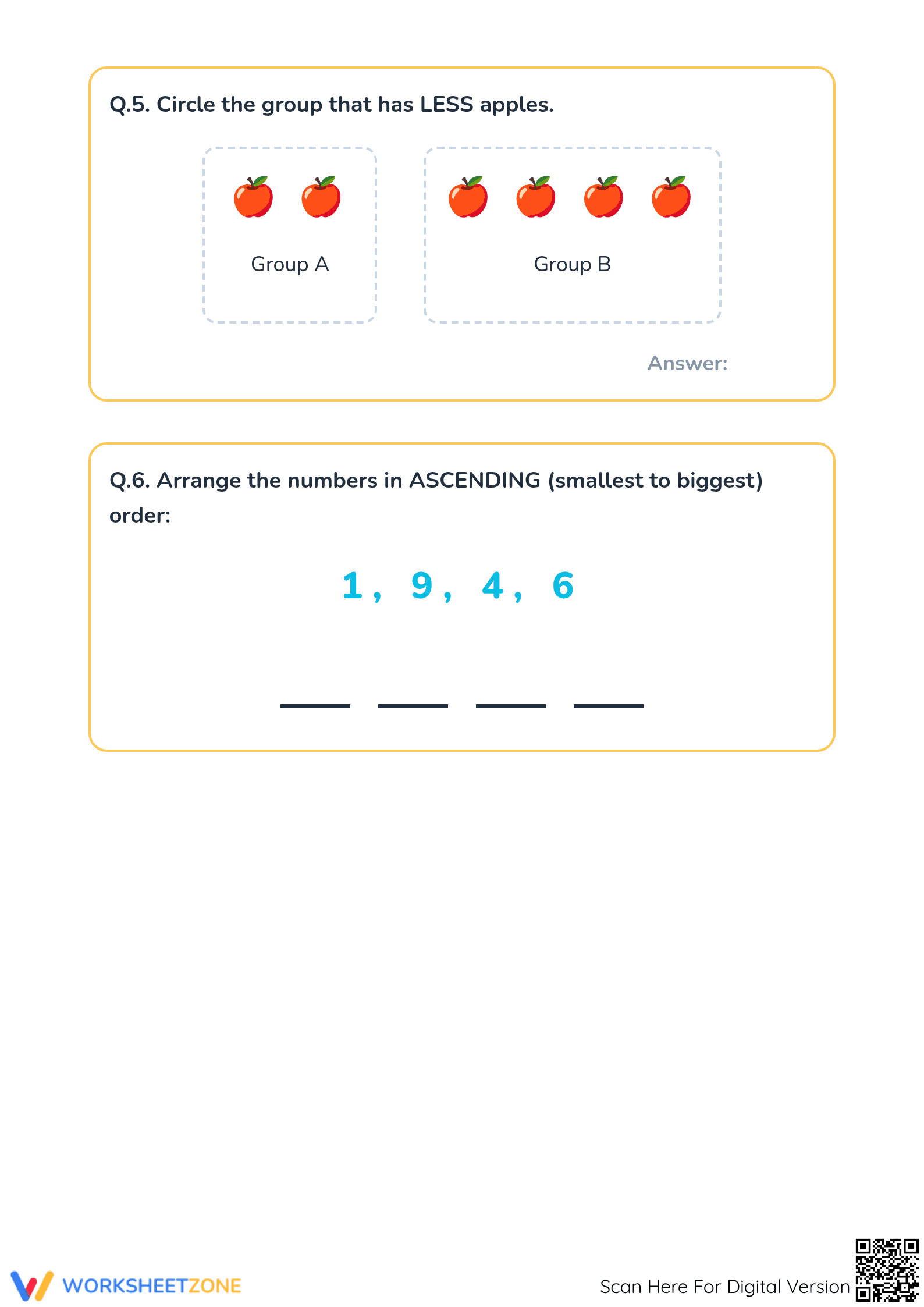 Essential More or Less Worksheet — Grade K Printable - Page 3