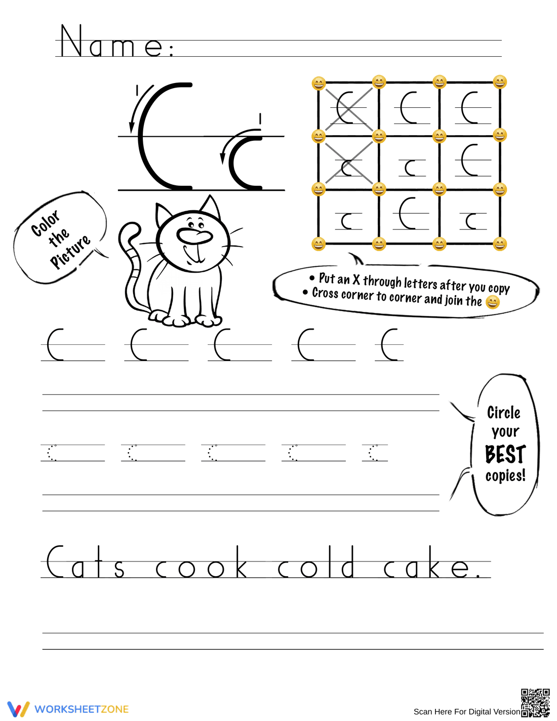 Printable Letter A Handwriting Worksheet | Grade 1 - Page 3