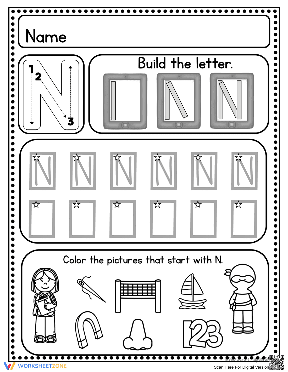 Practice Handwriting: Mastering Letter N - Page 3