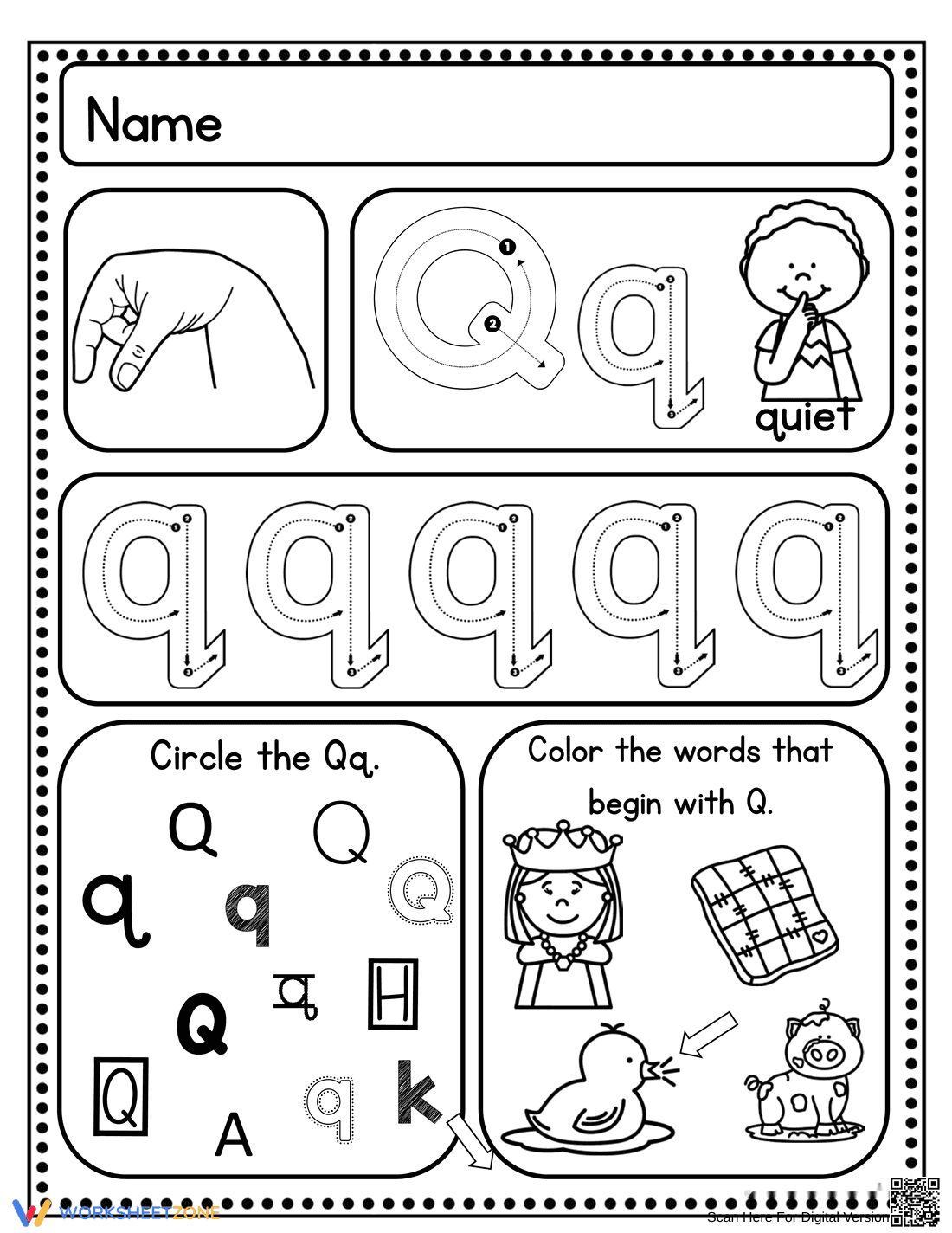 Letter Q: Handwriting Practice Worksheet - Page 2